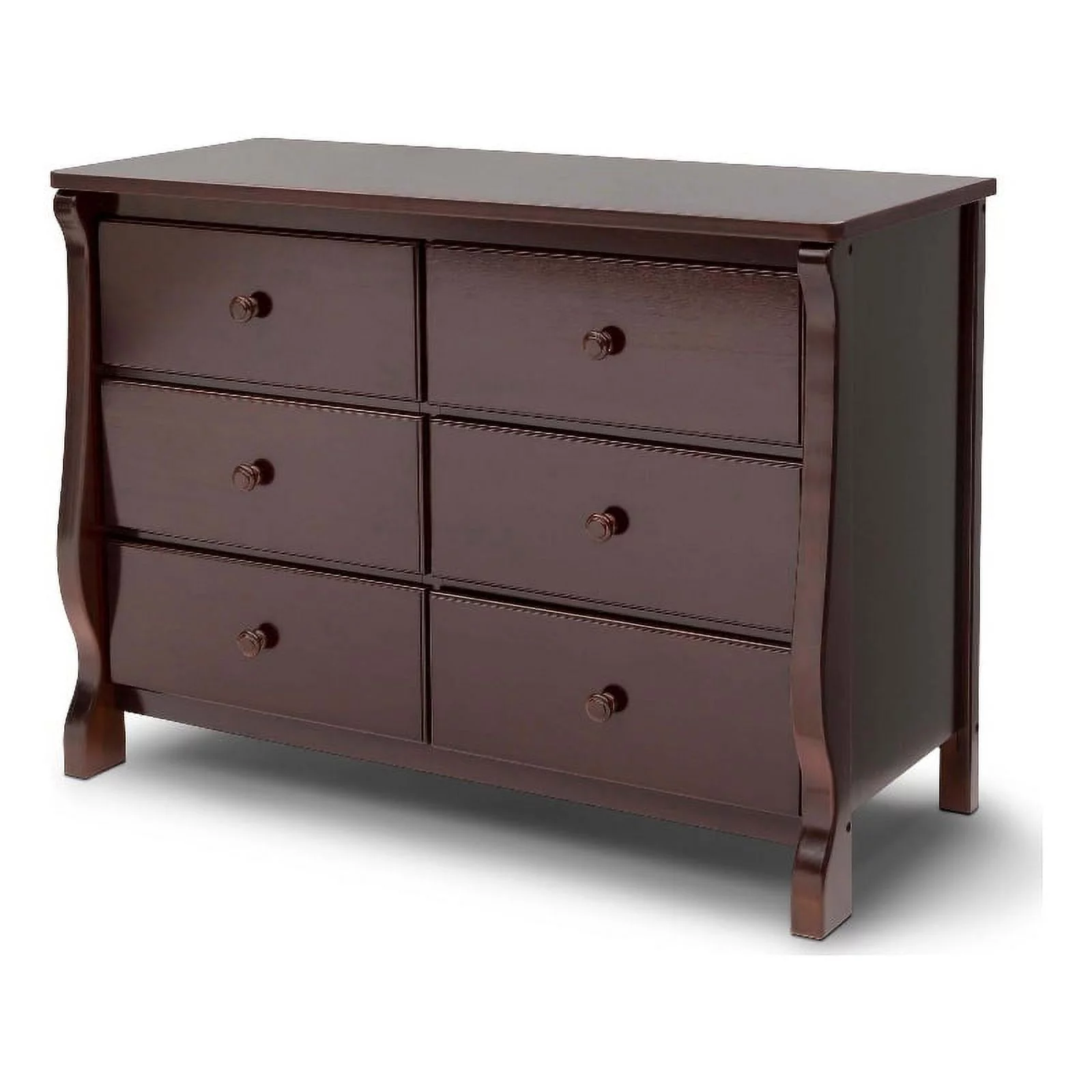 Pemberly Row Universal 6-Drawer Engineered Wood Dresser in Dark Chocolate