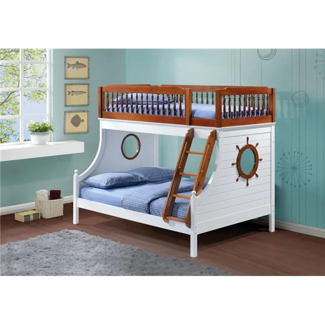 Farah Twin & Full Size Bunk Bed - Oak & White, 4 Piece