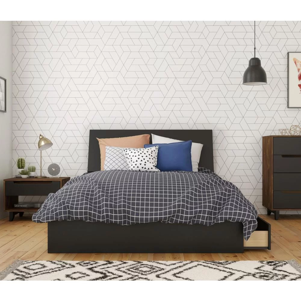 Nexera Aston 3 Piece Full Size Bedroom Set, Truffle & Black