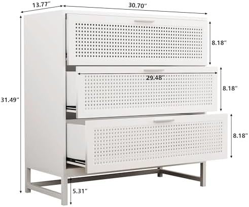NLIBOOMLife Drawer Dresser Modern Iron Rattan Cabinet Dresser for Bedroom with Drawers Accent Chest of Drawers for Living Room Hallway Entryway (Black)