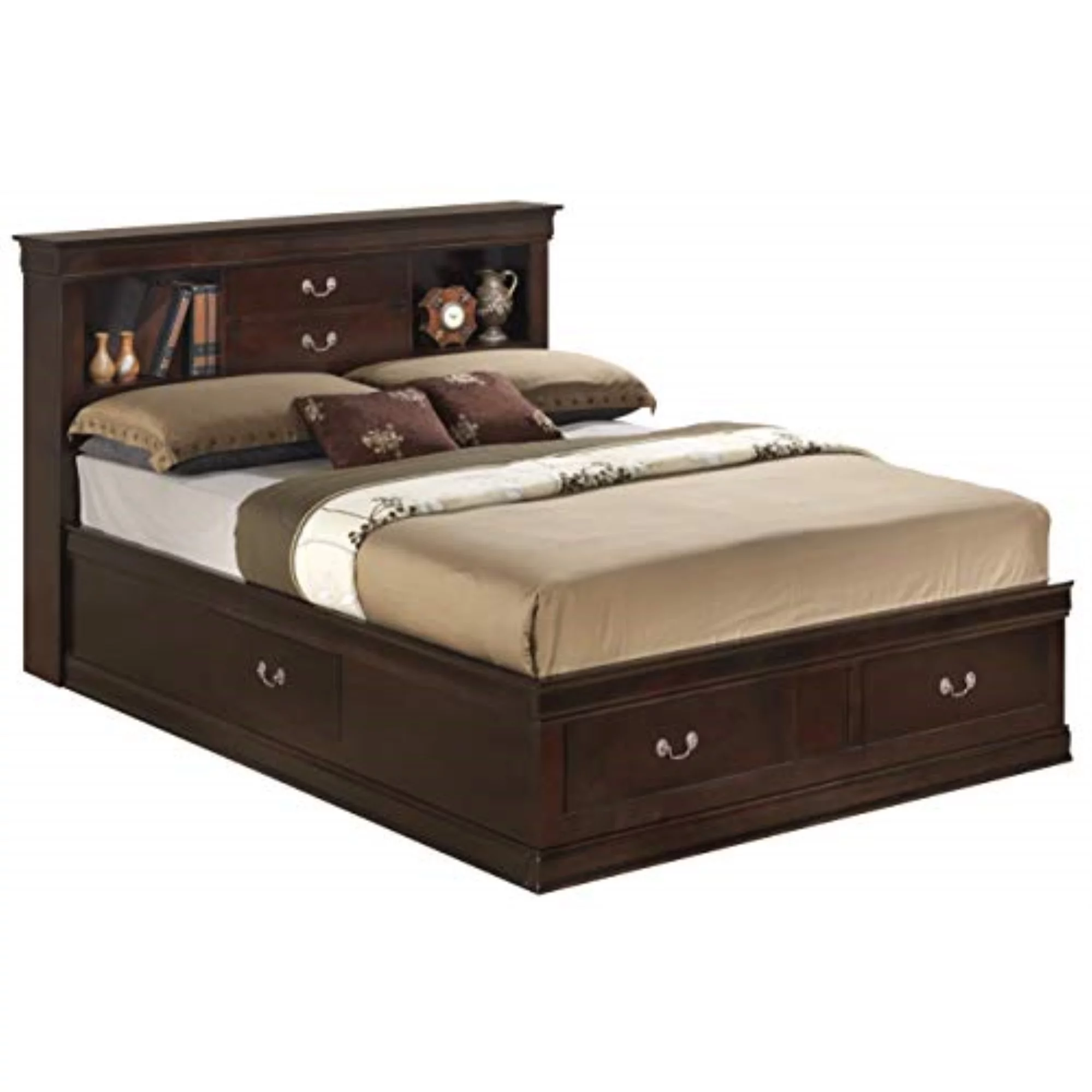 Glory Furniture Louis Phillipe Full Storage Bed in Cappuccino