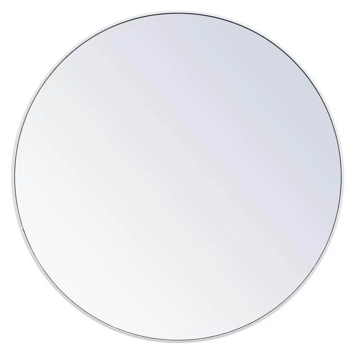 Metal frame round mirror 48 inch in White