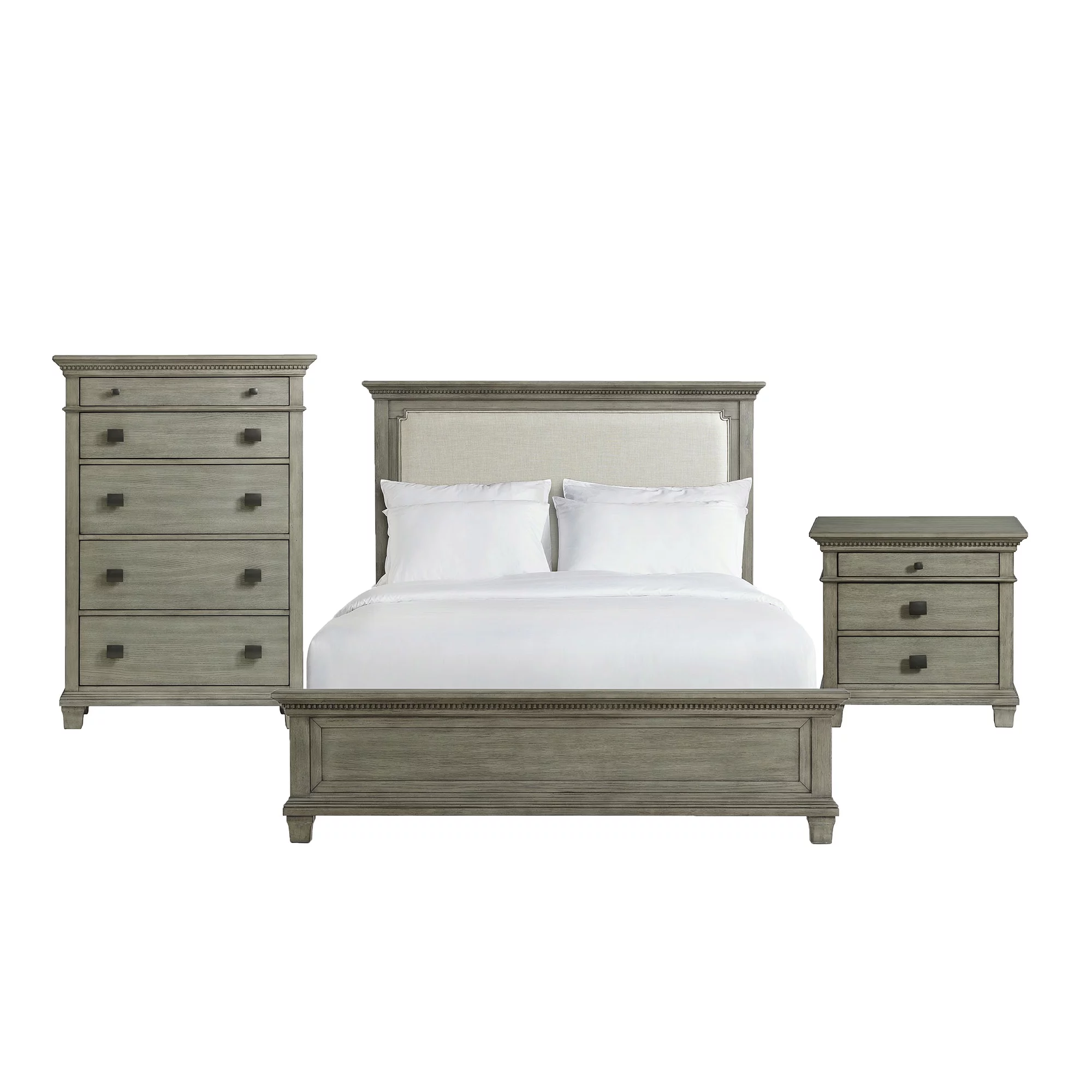 Picket House Furnishings Clovis King Panel 3PC Bedroom Set in Grey