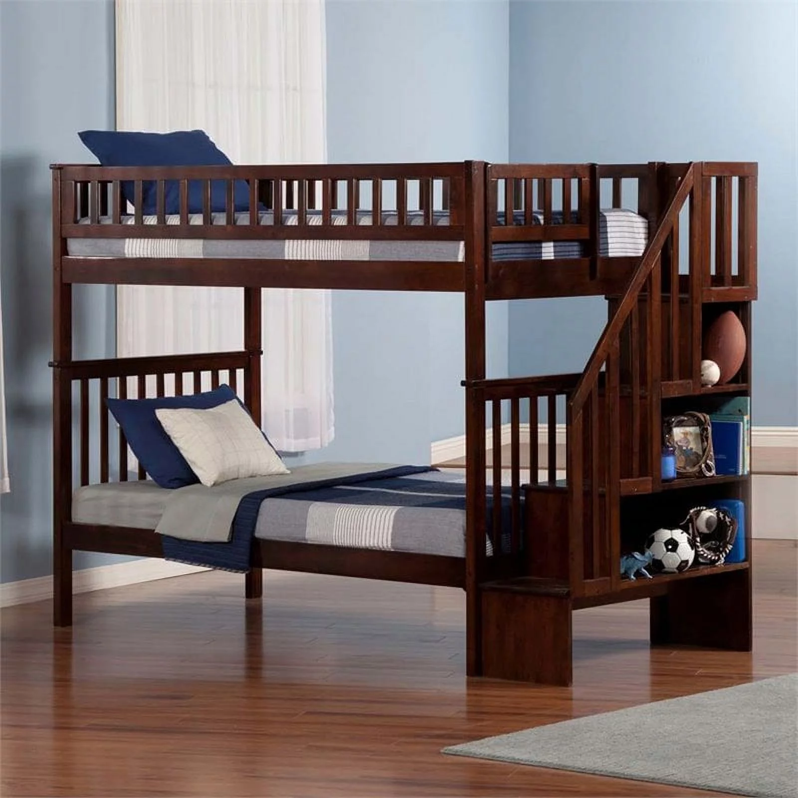 Leo & Lacey Twin Over Twin Staircase Bunk Bed