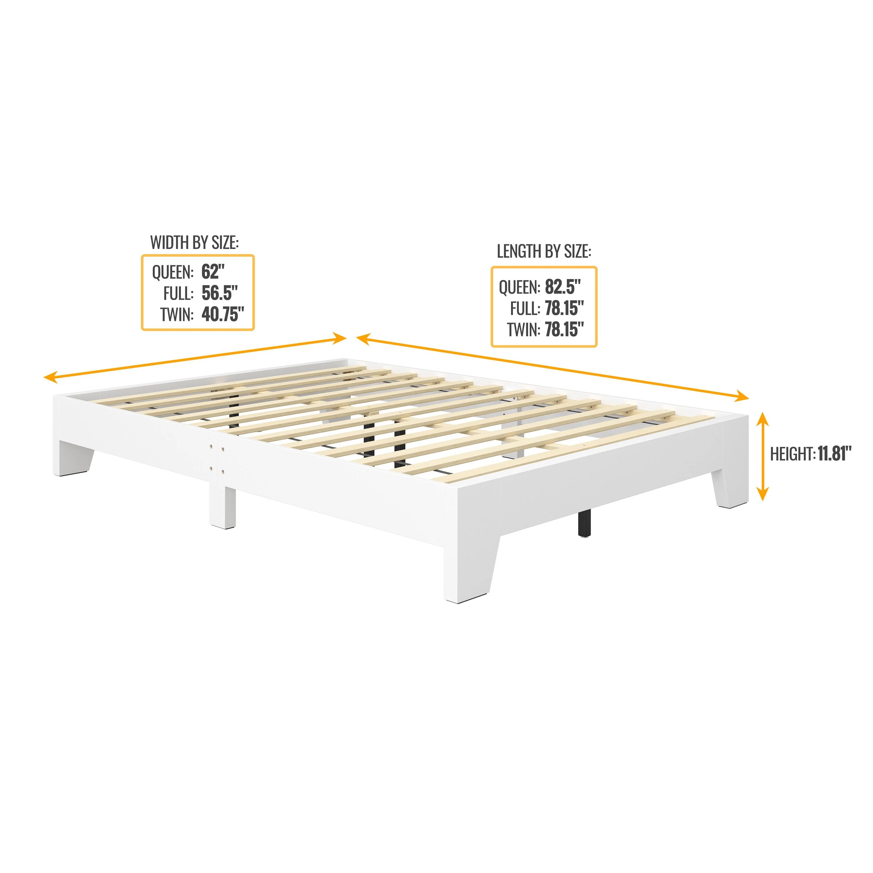 Boyd Sleep Lugano Twin White Platform Bed Frame, Modern No Headboard Design, Easy Assembly