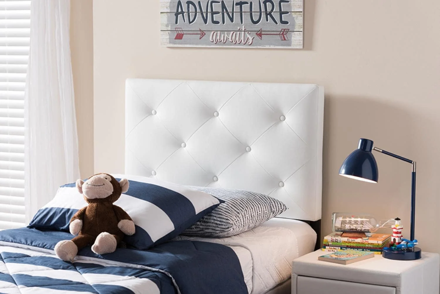 Baltimore Modern And Contemporary White Faux Leather Upholstered Size Headboard