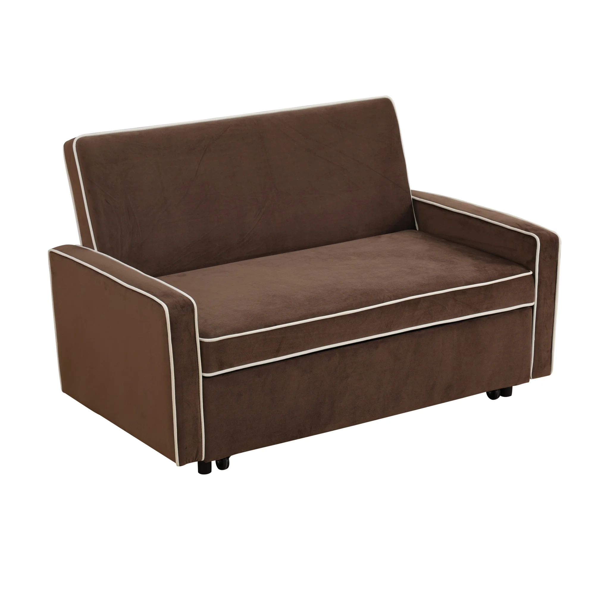 ZeChuan 3 in 1 Convertible Sleeper Sofa Bed, Pull Out Sleeper Couch Bed Love Seat Lounge Sofa with Adjustable Backrest, Loveseat for Living Room Bedroom, Furniture for Living Room (Brown)