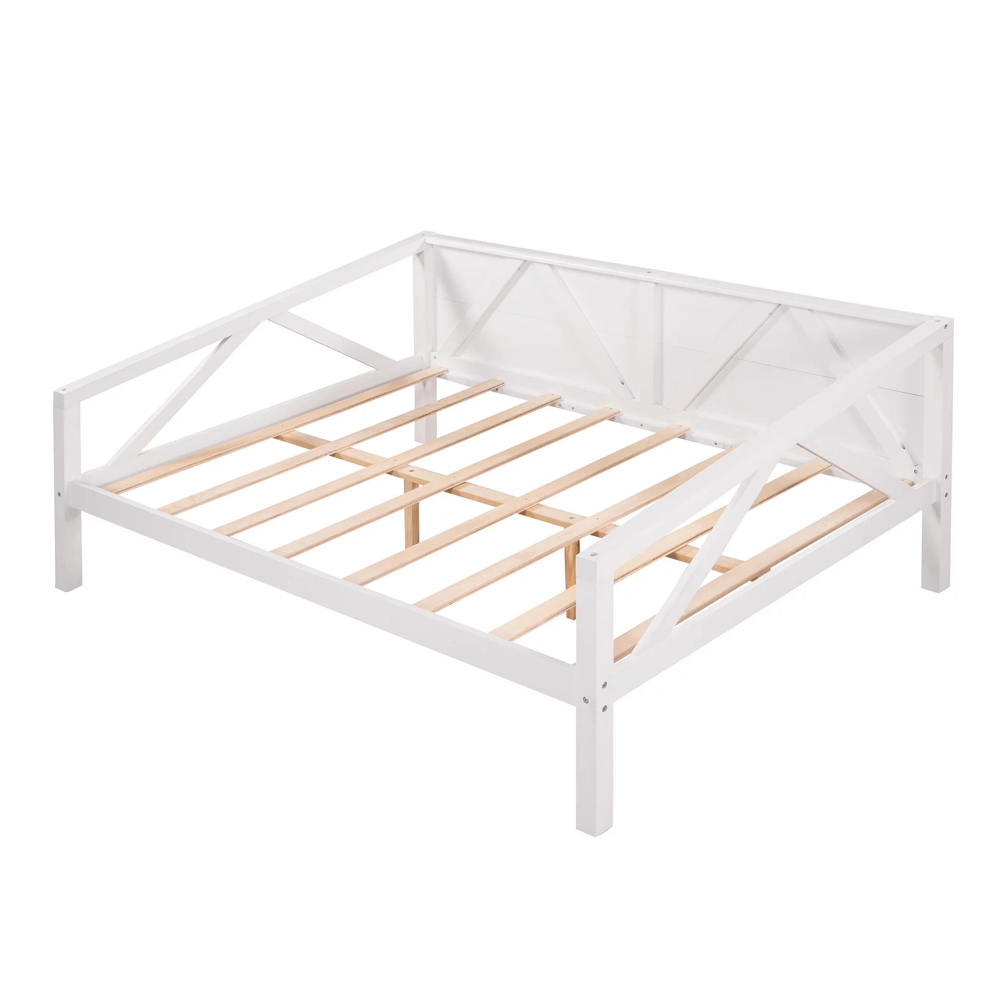 Dcenta Full size Daybed, Wood Slat Support, White