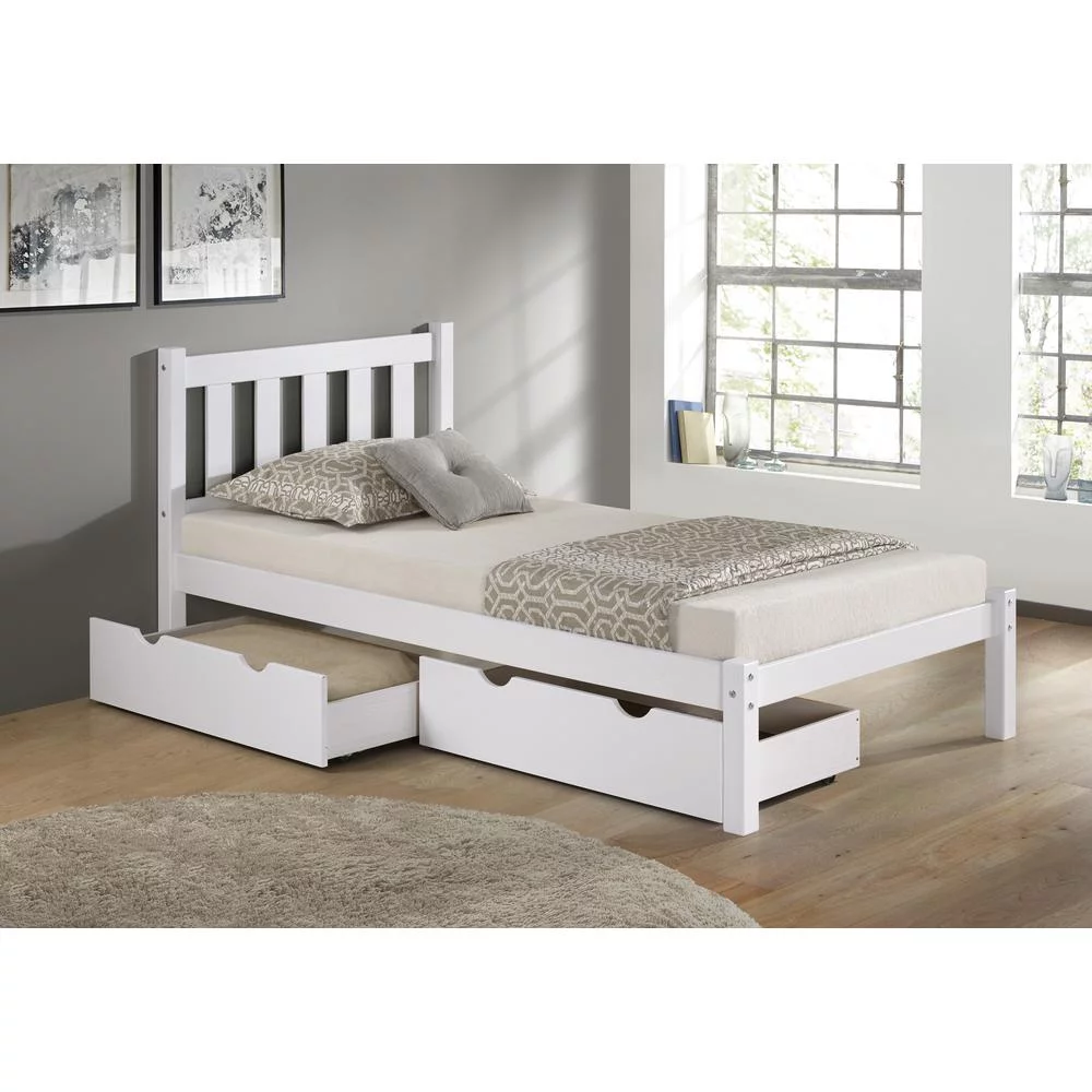 Alaterre Poppy Twin Bed with Storage Drawers, White