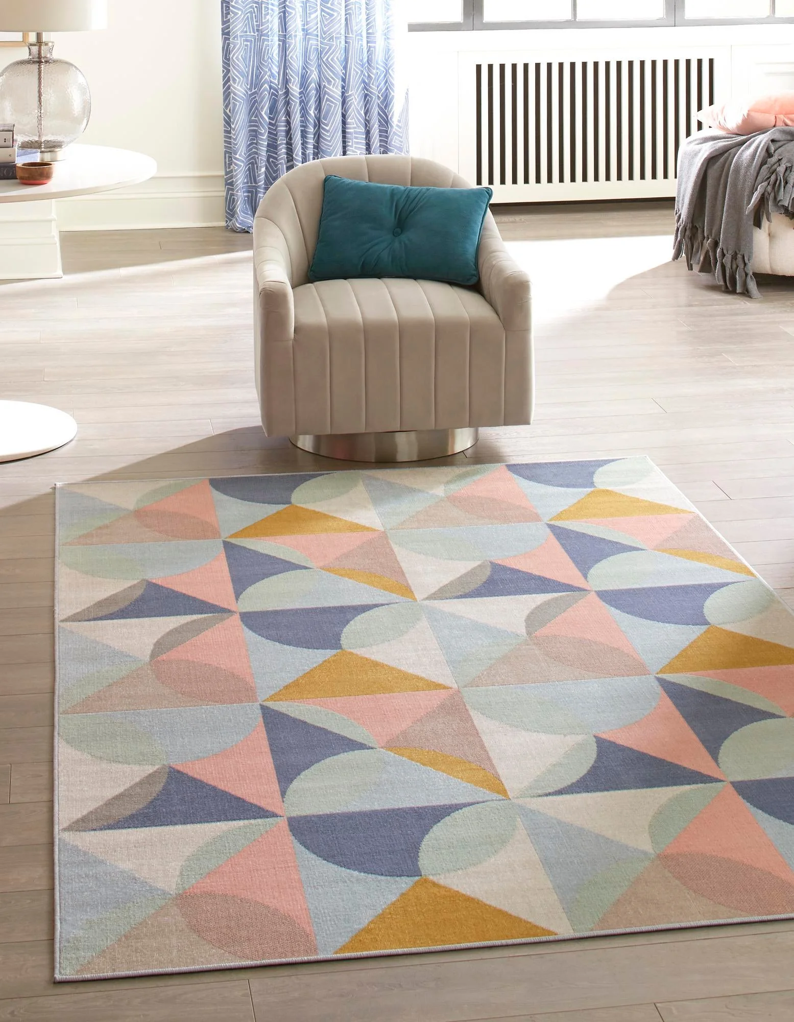 Unique Loom King Lotus Rug Multi/Ivory 9' x 12' Rectangle Geometric Contemporary Perfect For Living Room Bed Room Dining Room Office