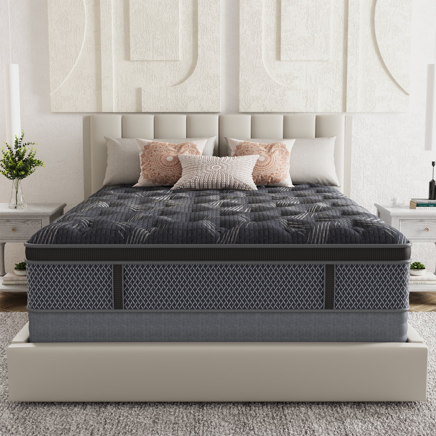 Behost Pillow Top Queen Mattress, 10inch Hybrid Innerspring Double Mattress in a Box, Pocket Spring Mattress