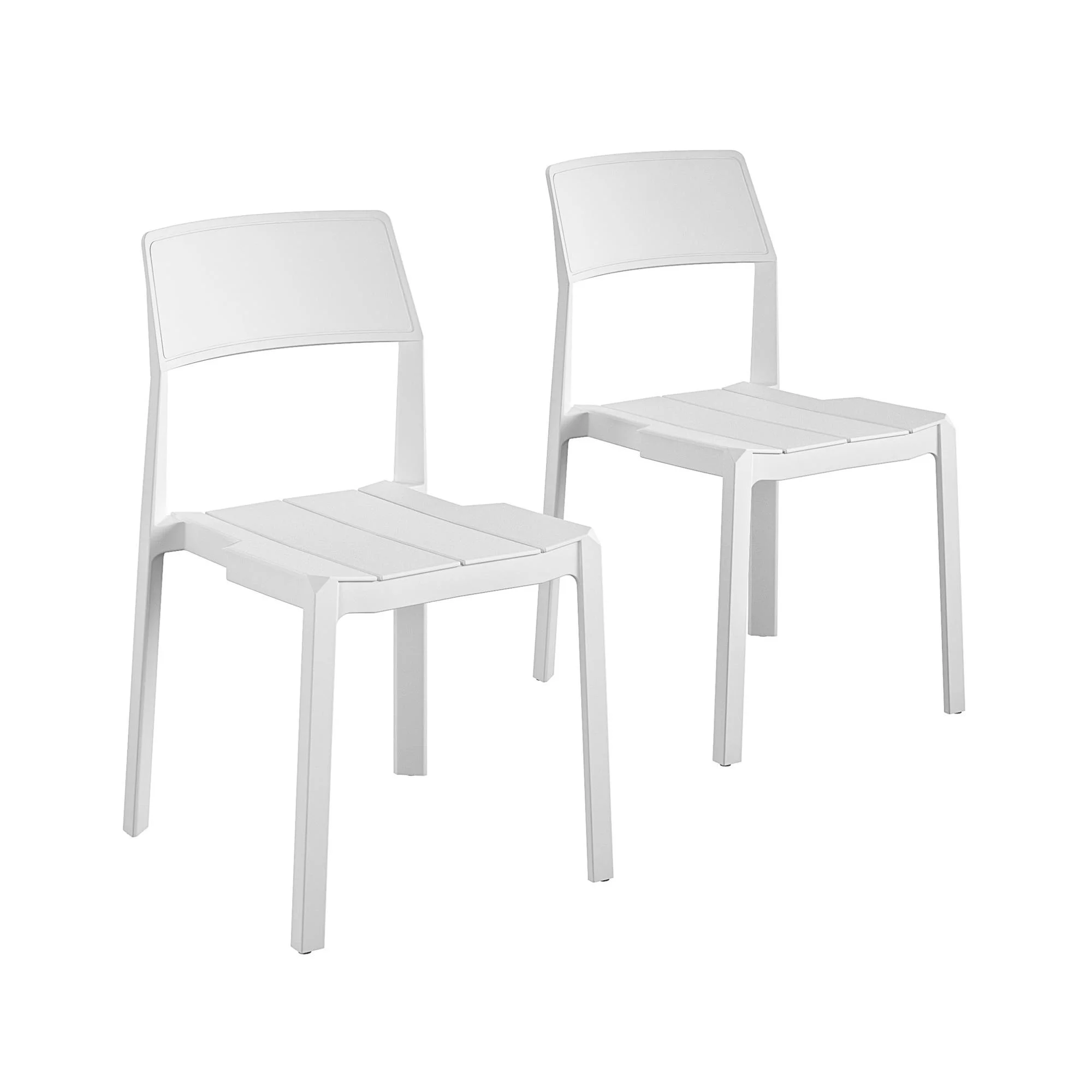 Novogratz Poolside Gossip, Chandler Stacking Dining Chairs, Indoor/Outdoor, 2-Pack, White