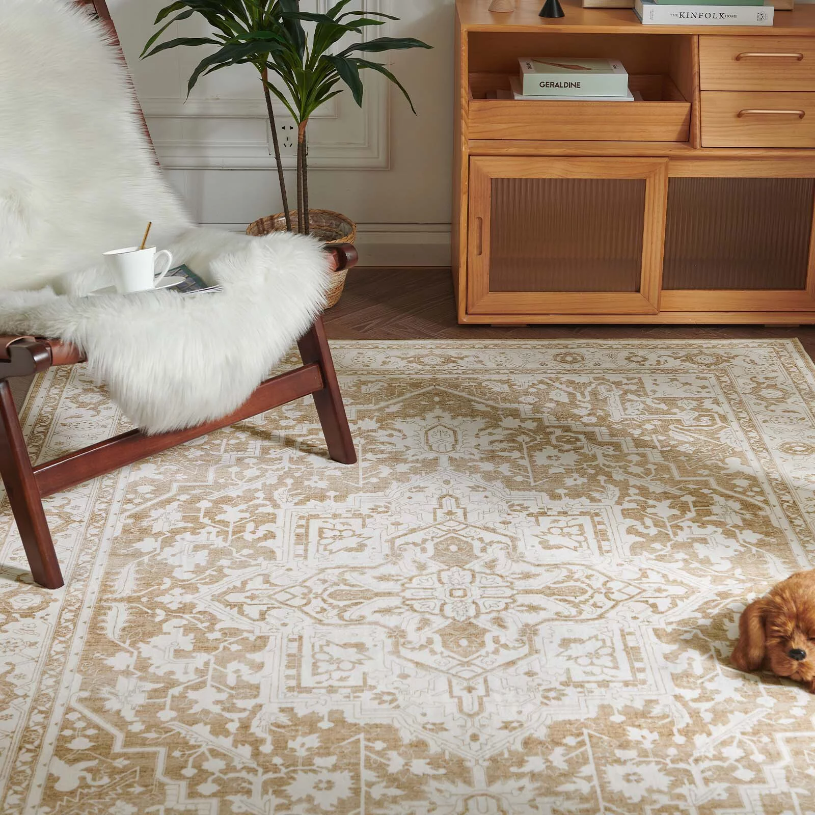 Rugking Area Rug 5x7 Persian Vintage Rug Indoor Floor Print Carpet Distressed taupe Accent Lightweight Carpet for Kitchen Living Room Bedroom Dining Room
