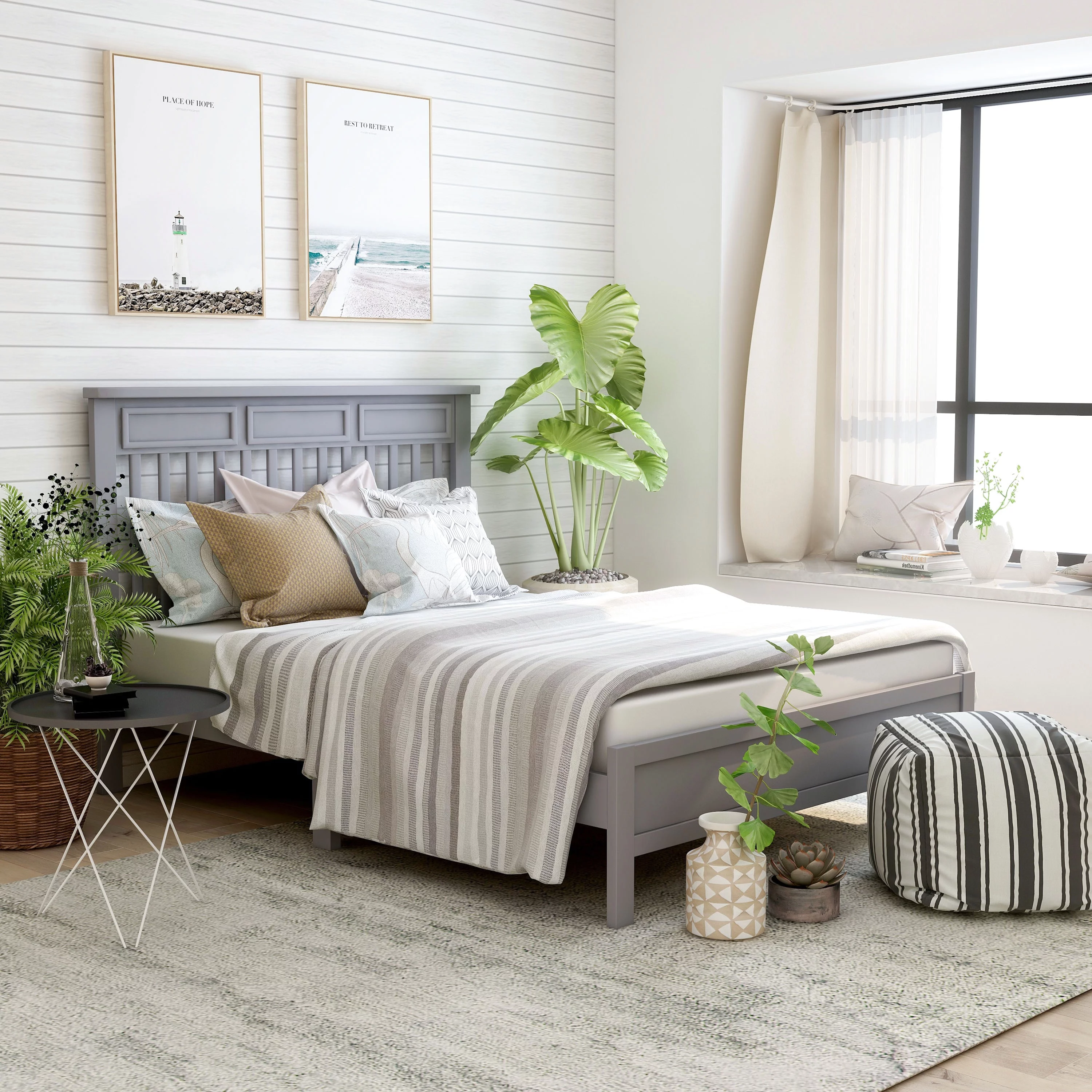 Furniture of America Amanda Traditional Slatted Full Size Platform Bed Grey