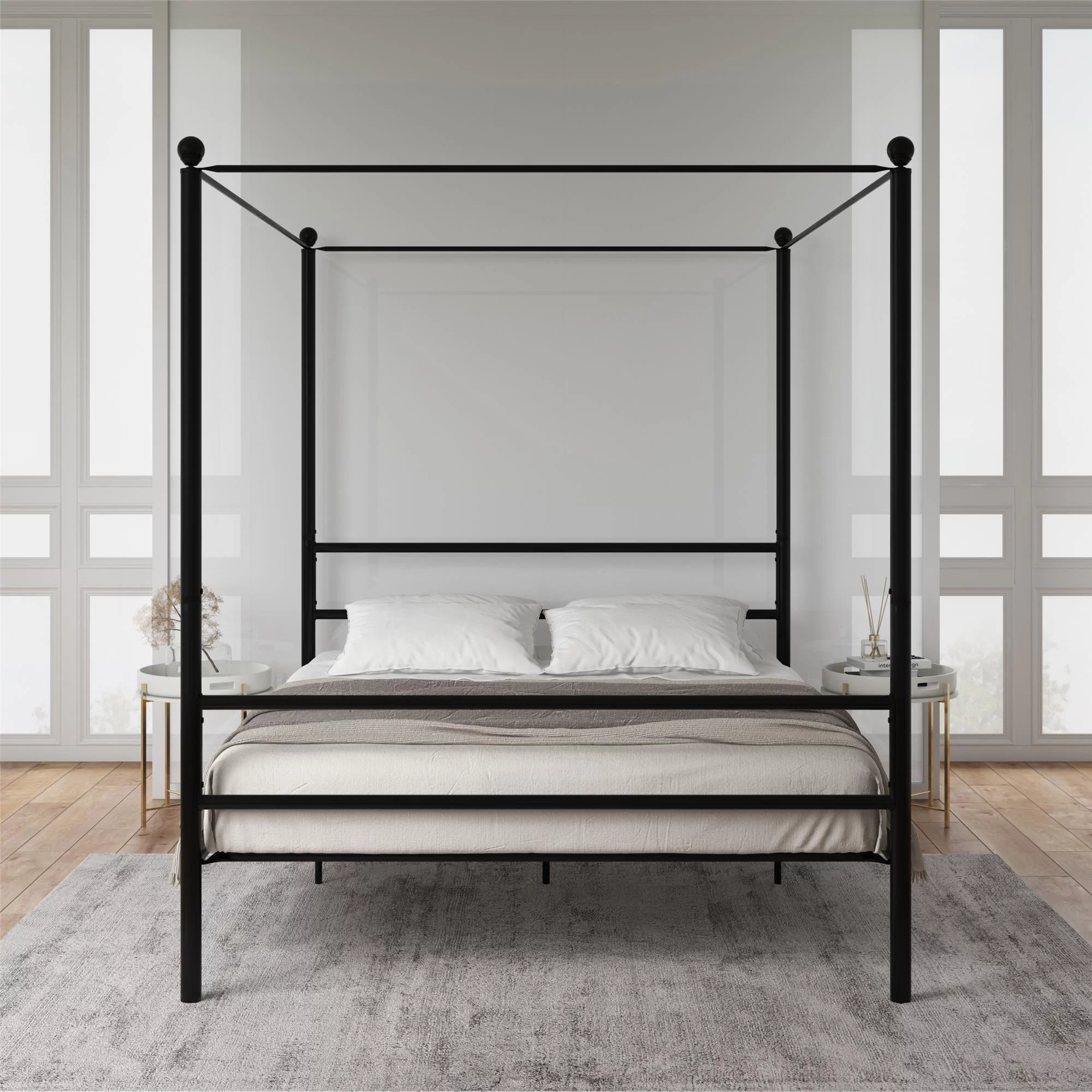 Mainstays Metal Canopy Bed, Queen, Black