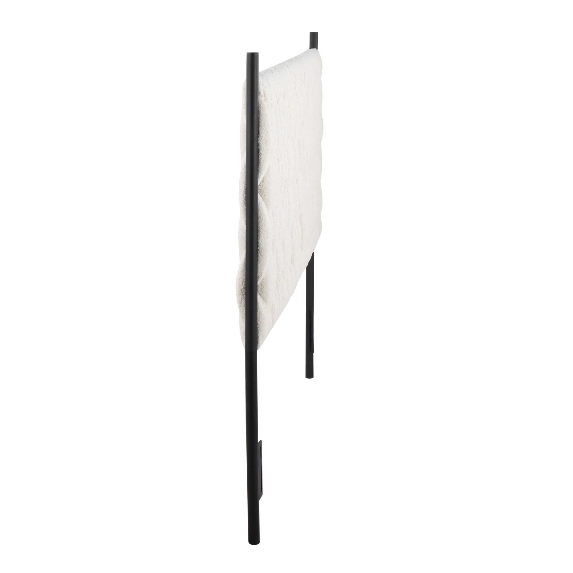 Lumisource Braided Matisse Queen Size Headboard in Black Metal and Cream Sherpa Fabric