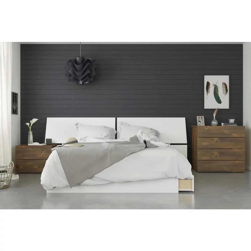 Arcadia 4 Piece Queen Size Bedroom Set Truffle & White