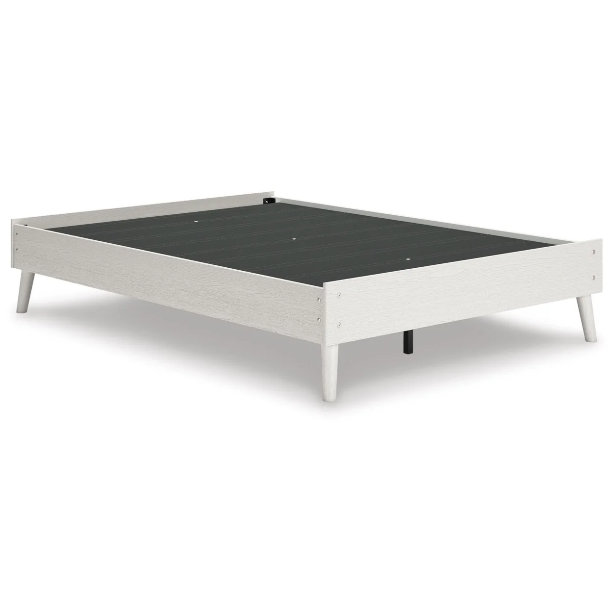 Qui Full Size Platform Bed Low Profile Footboard Rails White Finish- Saltoro Sherpi