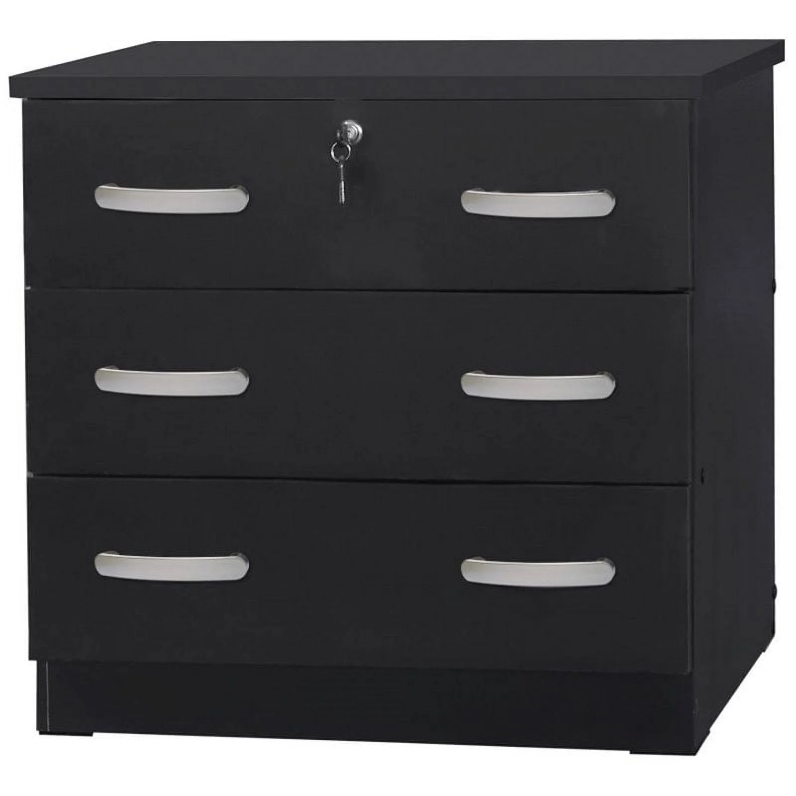 Home Square 2-Piece Set with Queen Bed & 3-Drawer Chest Bedroom Dresser in Black