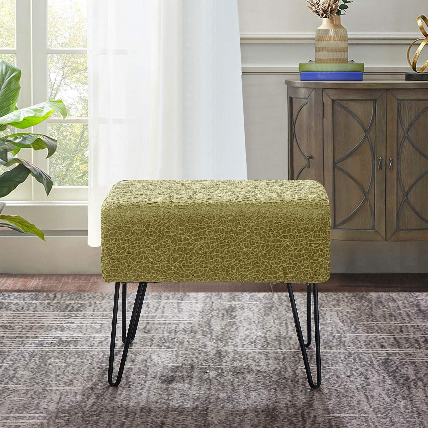 Green Jacquard Ottoman, 19