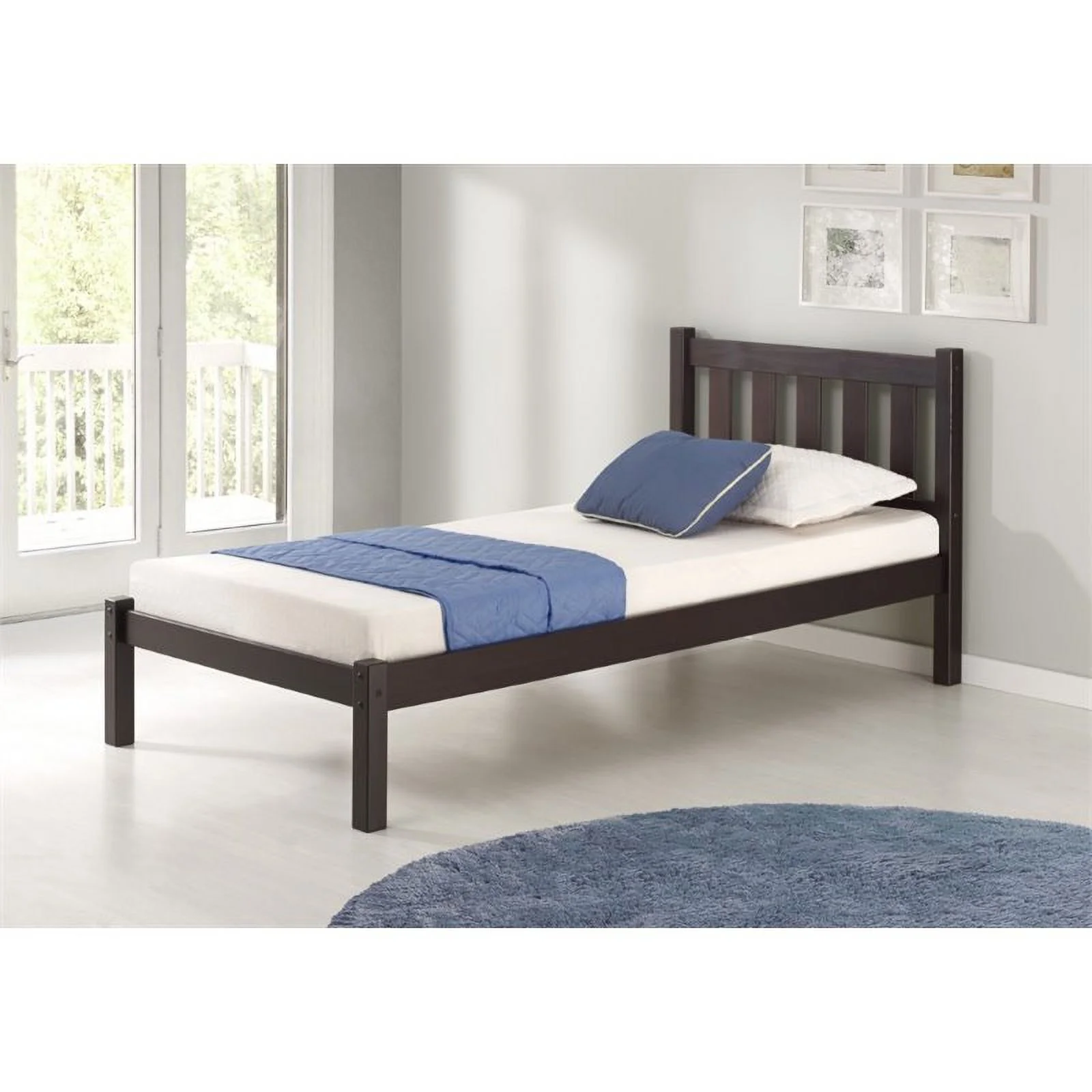 Rosebery Kids Twin Wood Platform Bed in Espresso