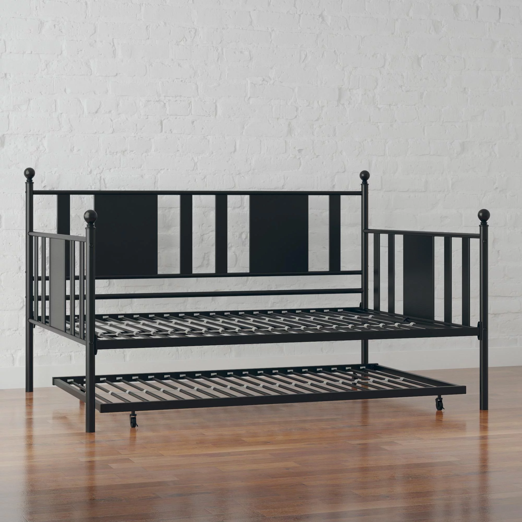 River Street Designs Langham Modern Metal Full Daybed And Twin Trundle Set, Black
