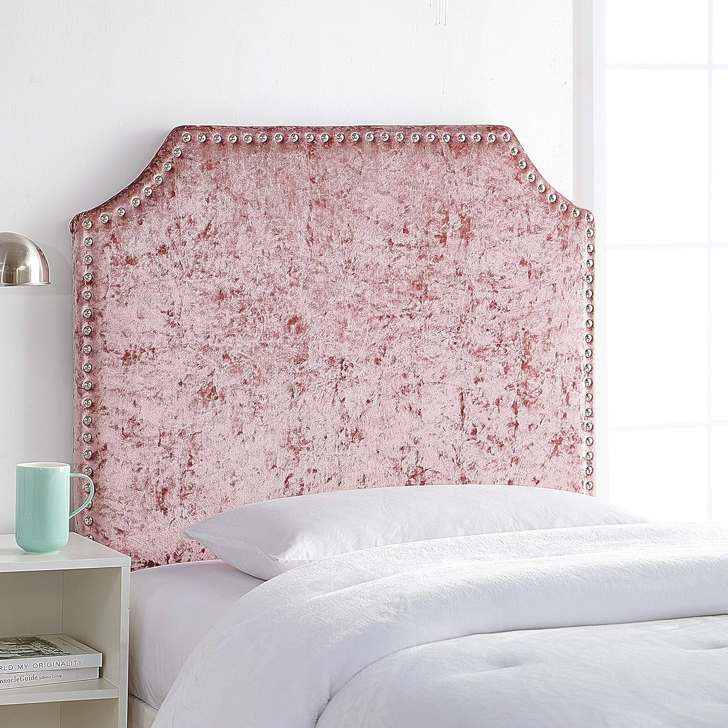 Bevel Tacked Plush Headboard - Velvet Crush Champagne