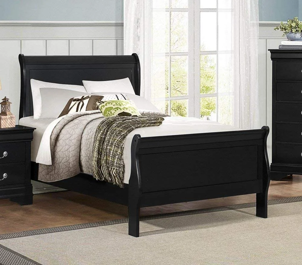 Lexicon Mayville Traditional Wood Sleigh Bed In Black