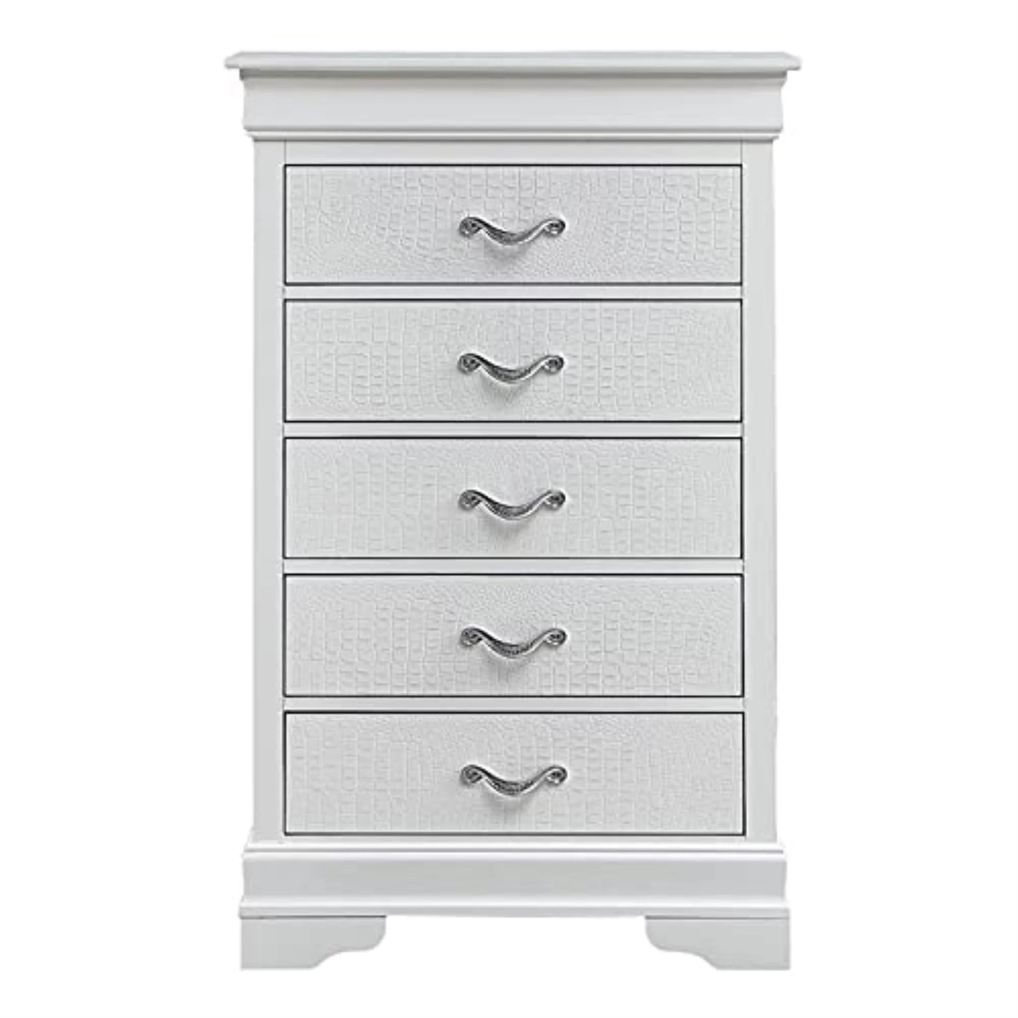 Glory Furniture Lorana 5 Drawer Chest in Pearl White