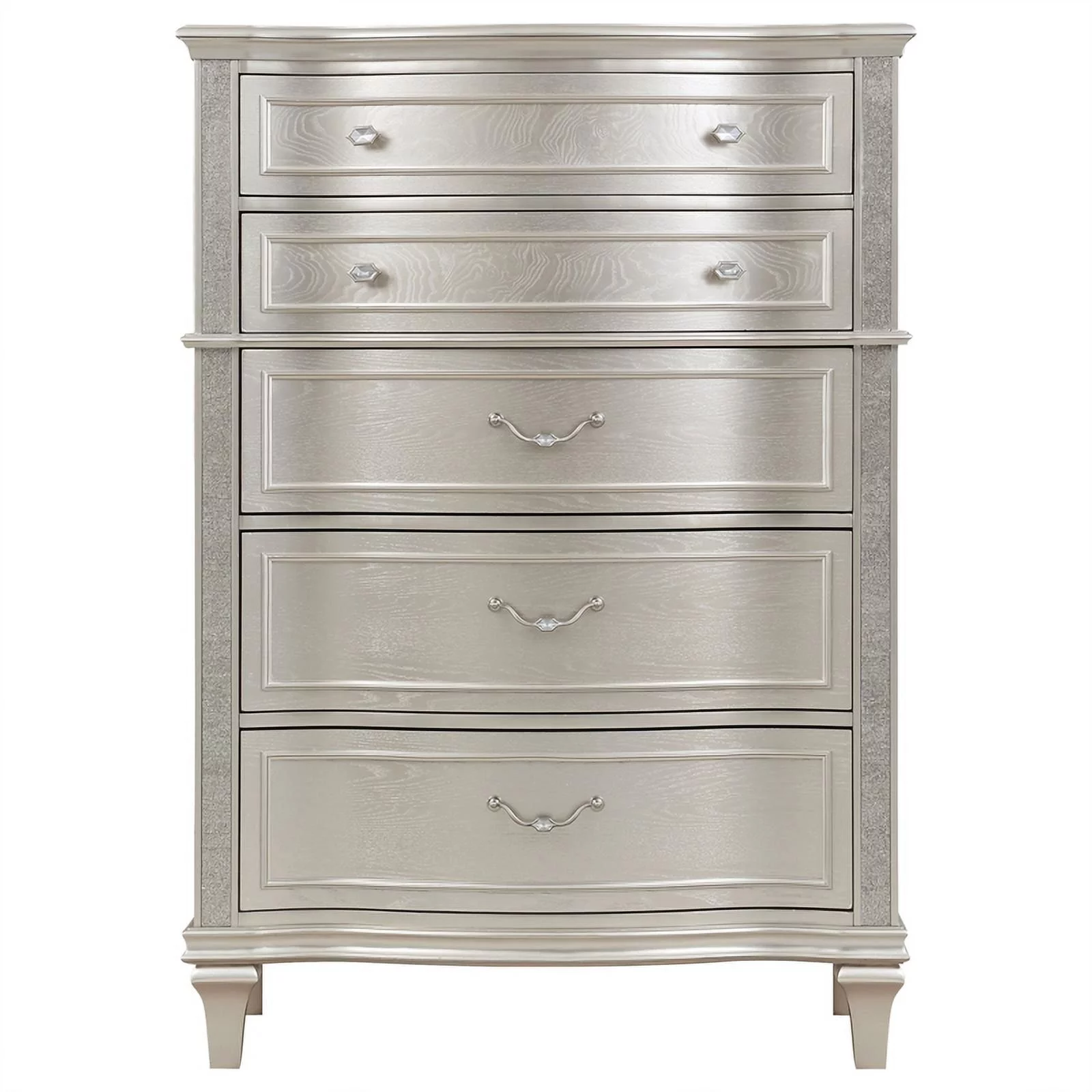 Maklaine 6-Drawer Contemporary Wood Chest in Silver Oak Finish