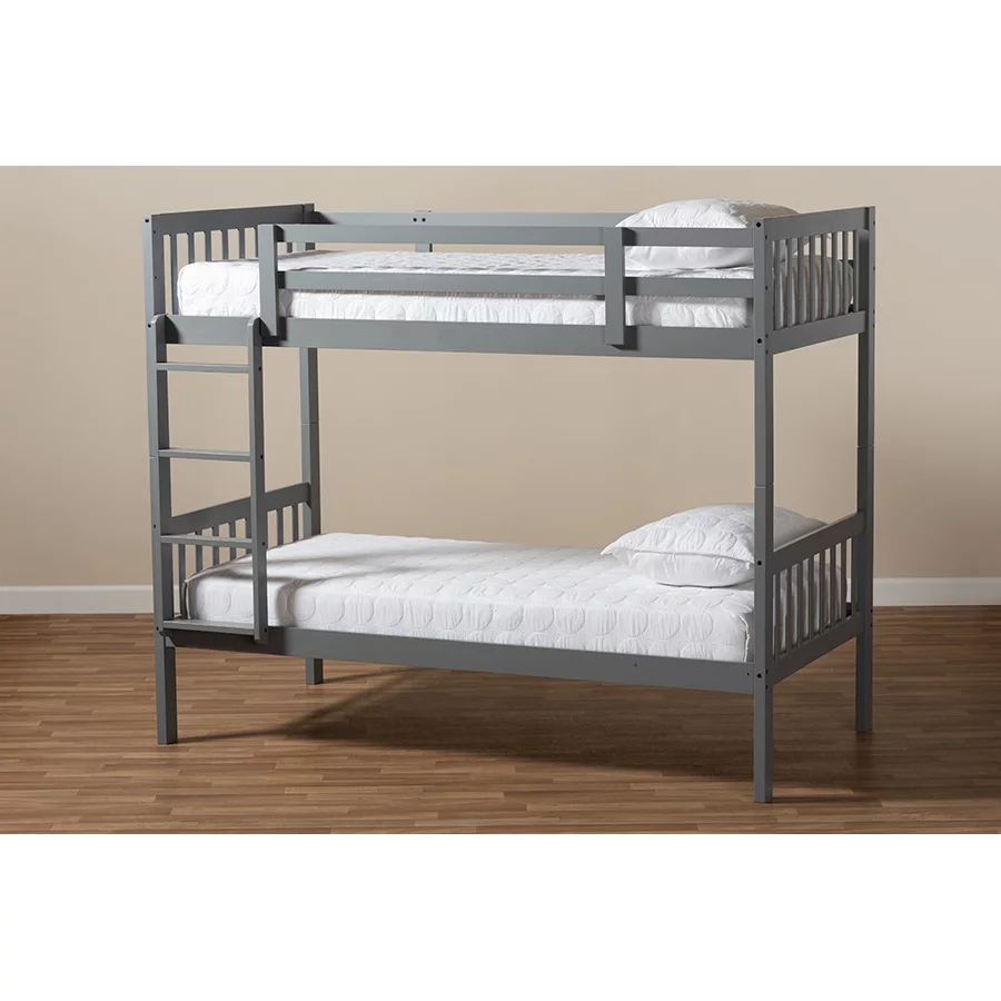Baxton Studio Jude Modern and Contemporary Grey Finished Wood Twin Size Bunk Bed