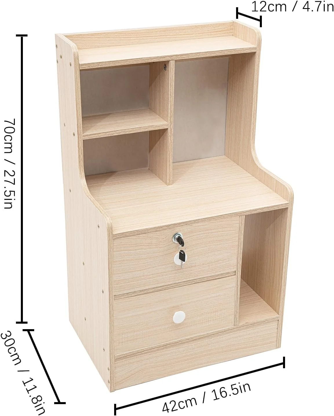 Miduo Modern 4-Tier Nightstand With 2 Drawers Small Dresser and Storage Shelf For Bedroom