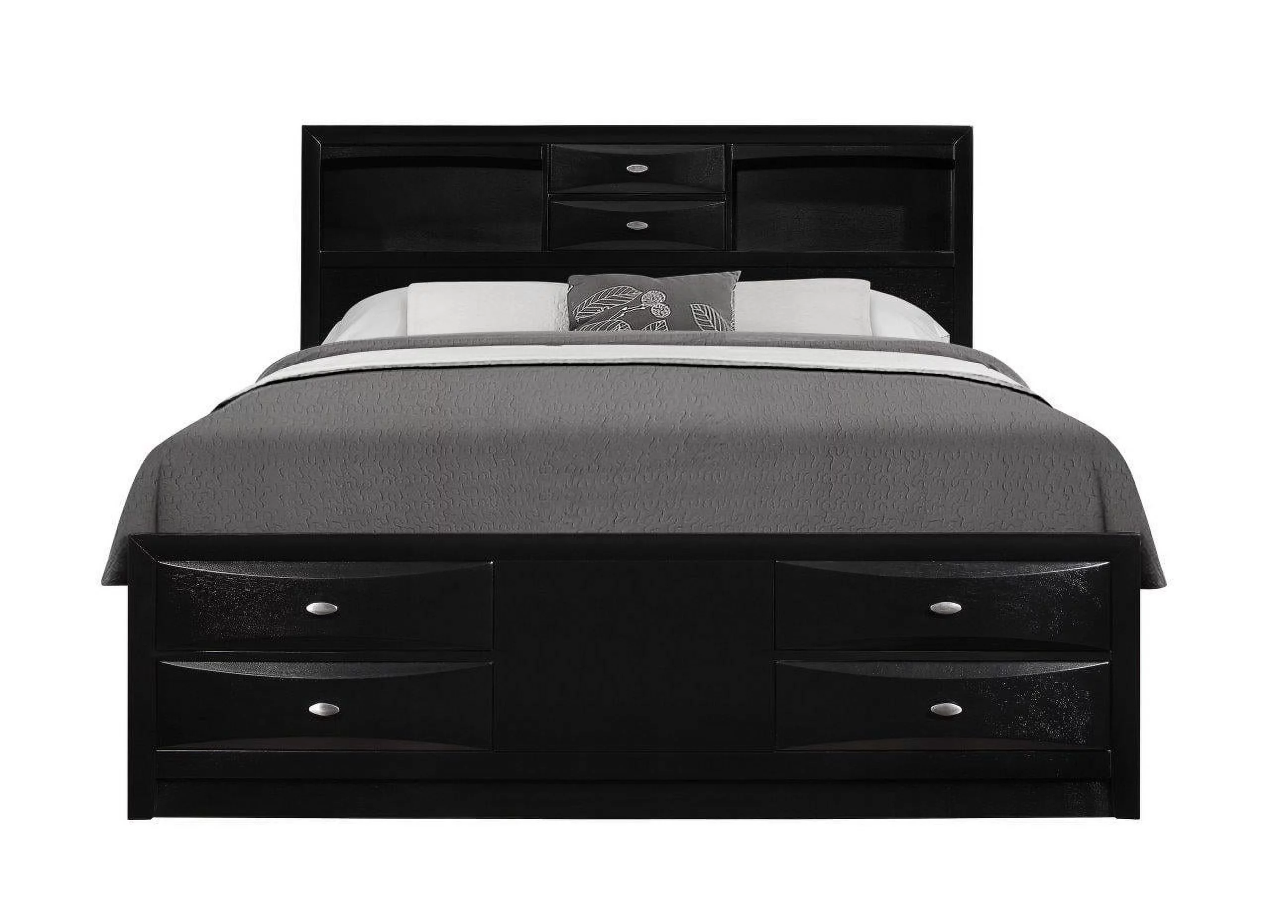 Traditional Storage Queen Size Bedroom Set 3 Pcs Linda Black Global USA