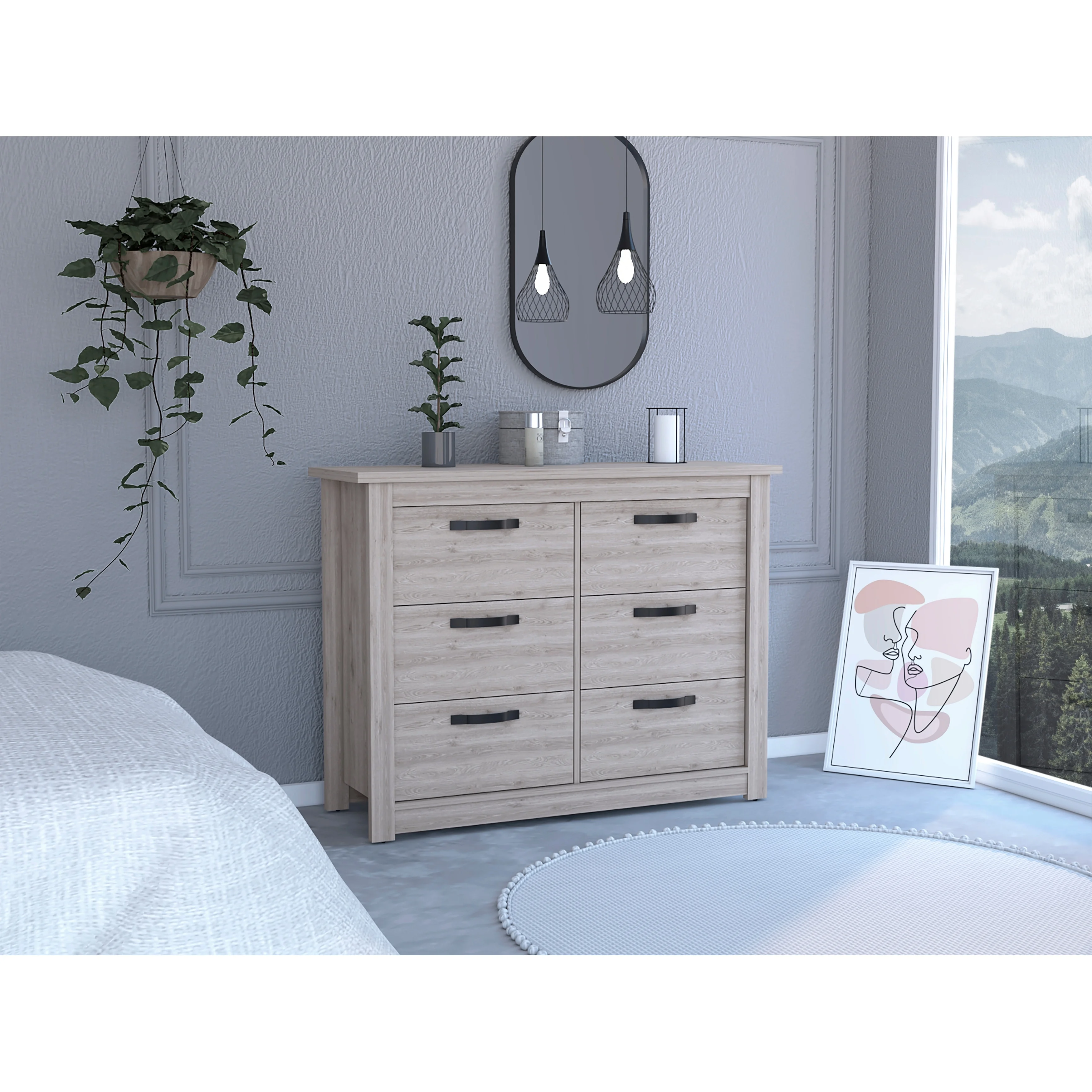 Bellingham 6-Drawer Dresser Light Gray