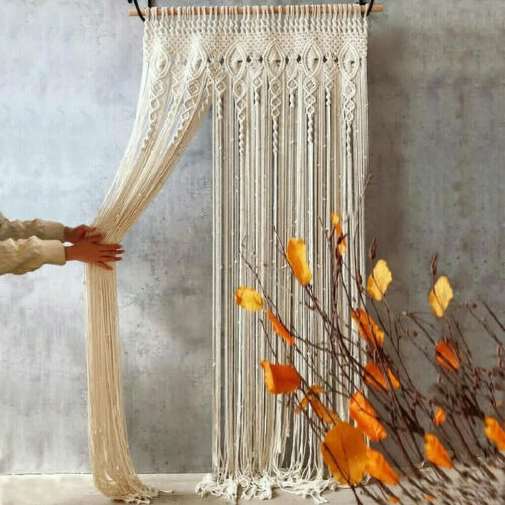 36in*71in Large Macrame Curtain Door String Curtain Wall Hanging Window Curtain