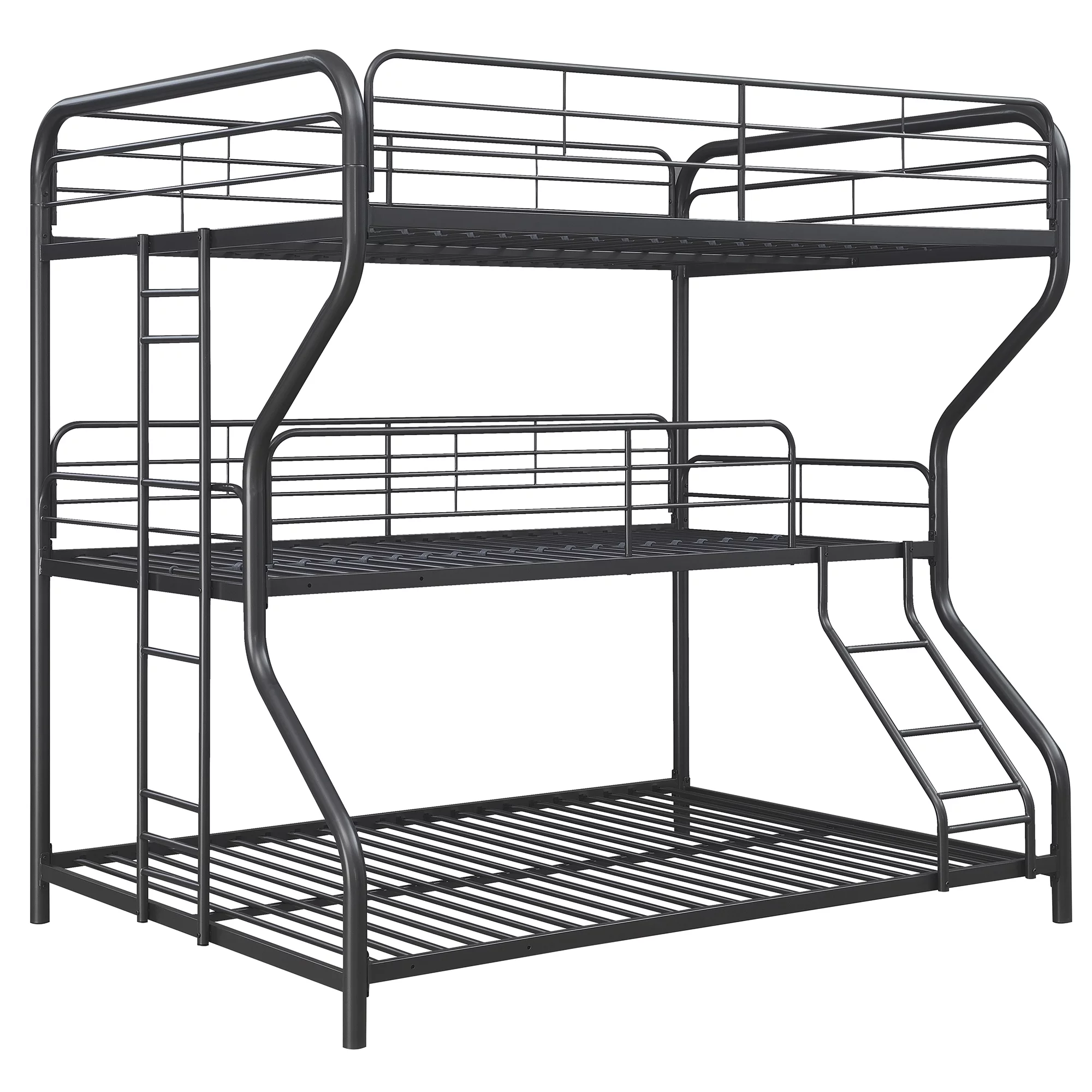 Furniture Triple Bunk Bed, FULL/Twin/FULL, black