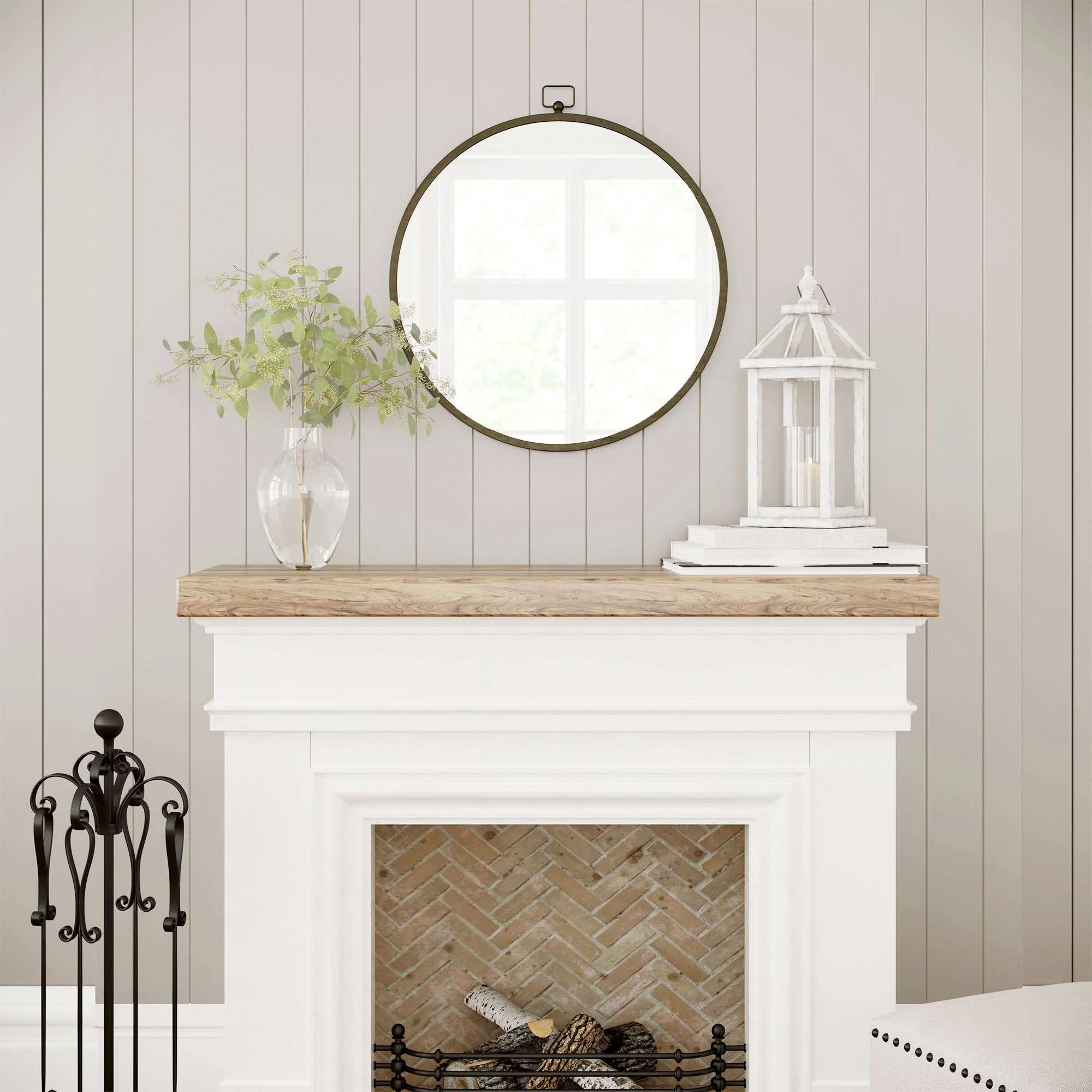 Barnyard Designs 24 inch Round Mirror, Modern Bathroom Mirrors for Wall, Farmhouse Mirror, Metal Framed Round Mirror, Circle Mirrors for Wall, Bathroom Vanity Mirror Home Decor, Iron Metal Grey