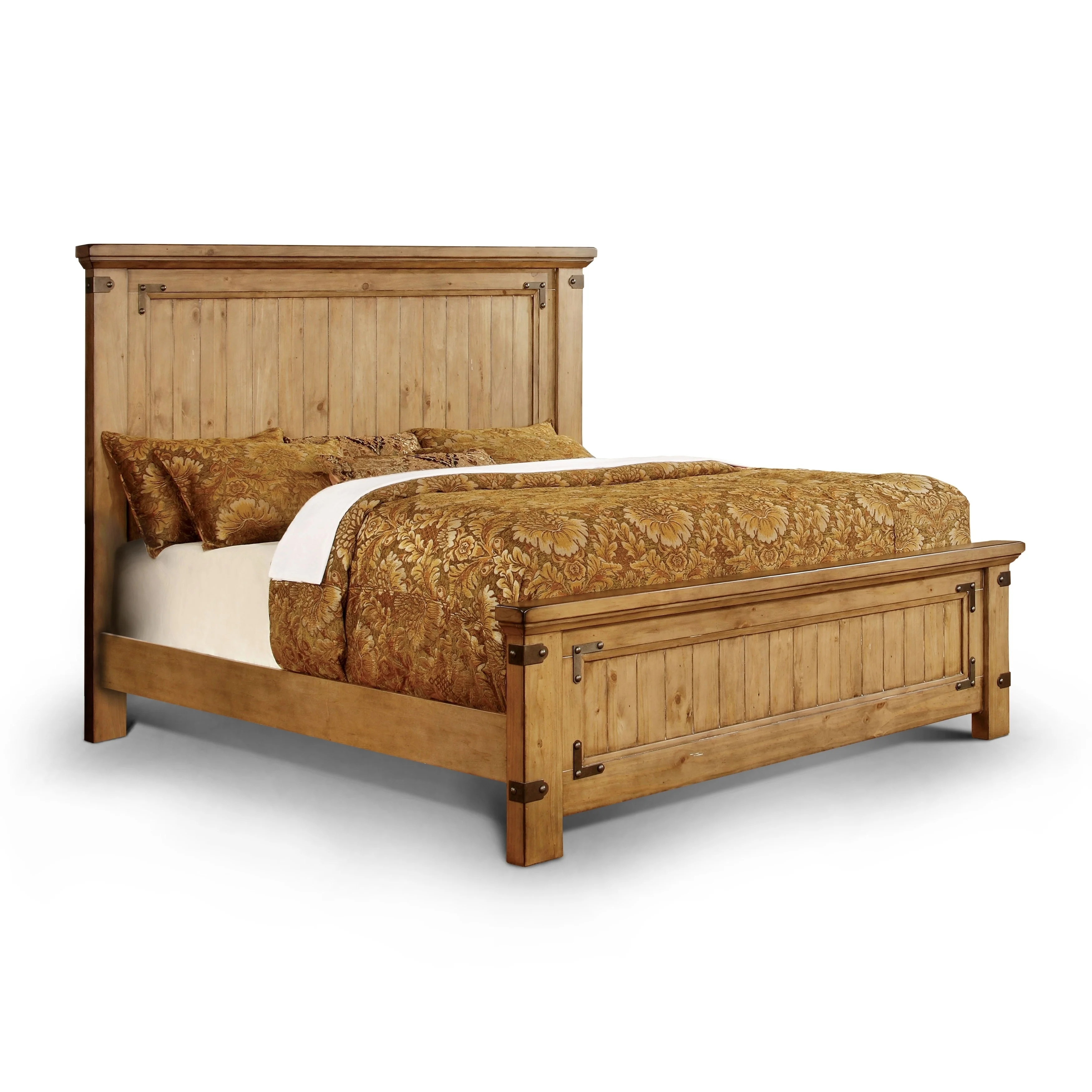Furniture of America Sierren Country Brown Wood 3-Piece Panel Bedroom Set with USB Port by Queen