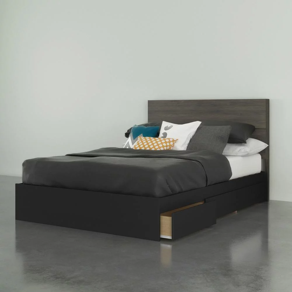 Chinook 2 Piece Full Size Bedroom Set Bark Gray and Black