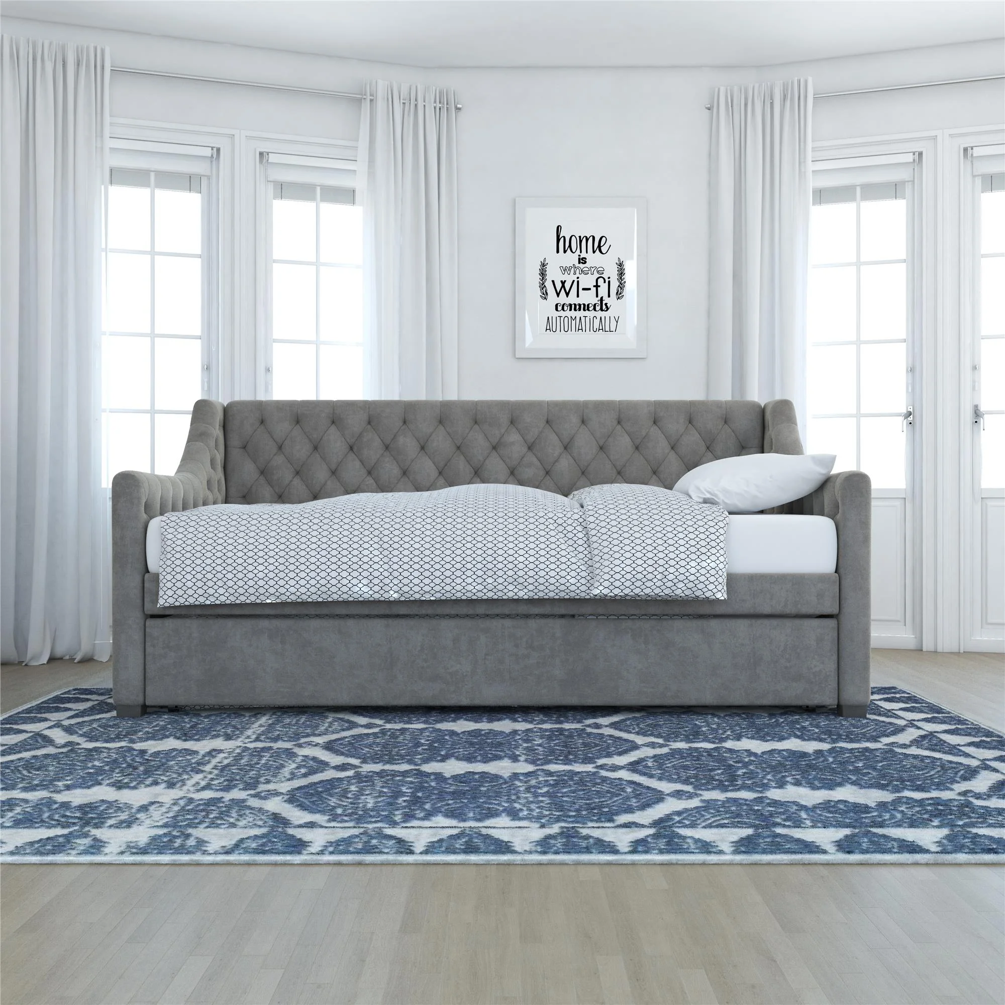 Little Seeds Monarch Hill Ambrosia Twin Daybed and Trundle, Grey Velvet