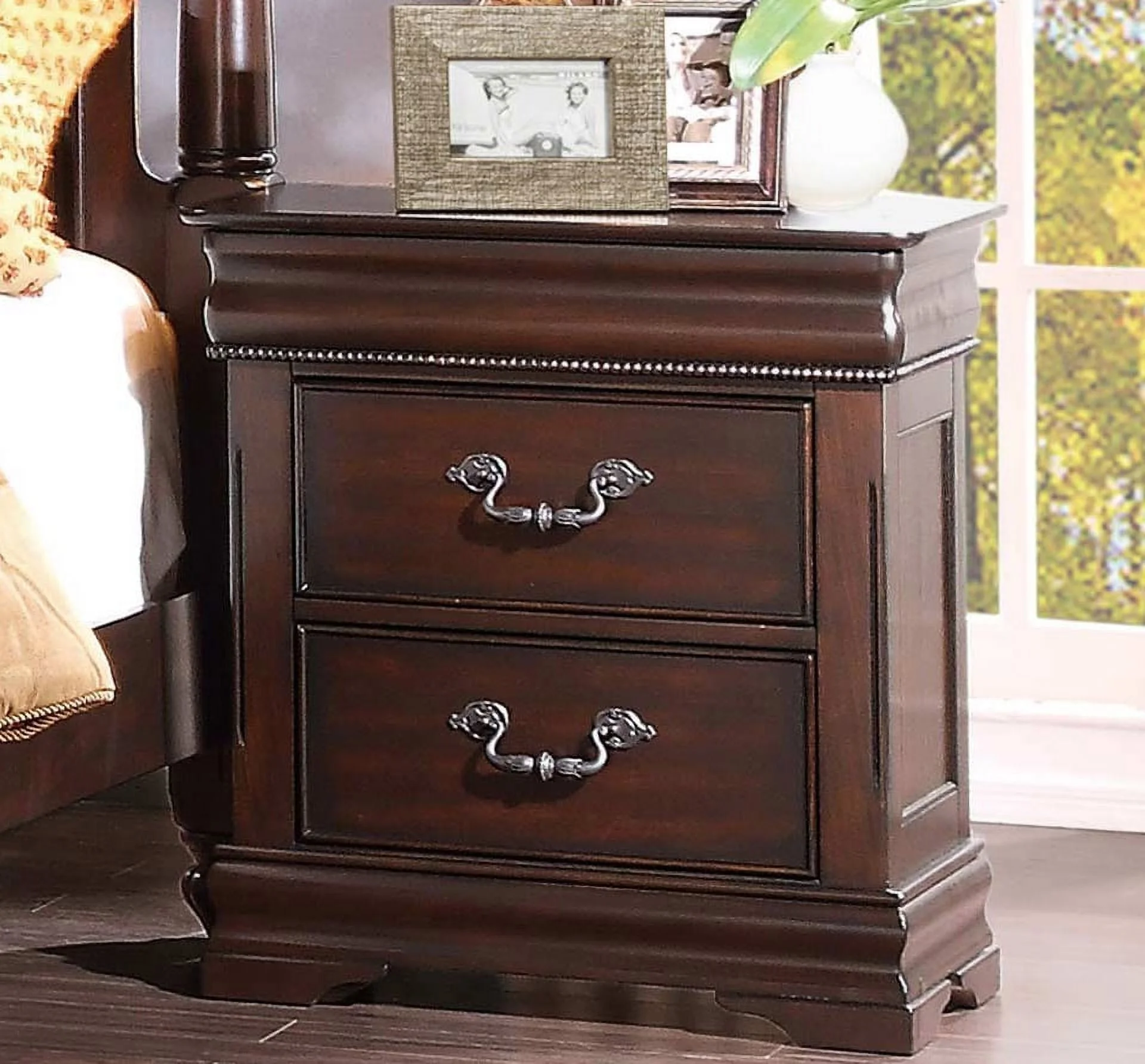 Martel 5 Piece California King Poster Bedroom Set in Dark Cherry Finish