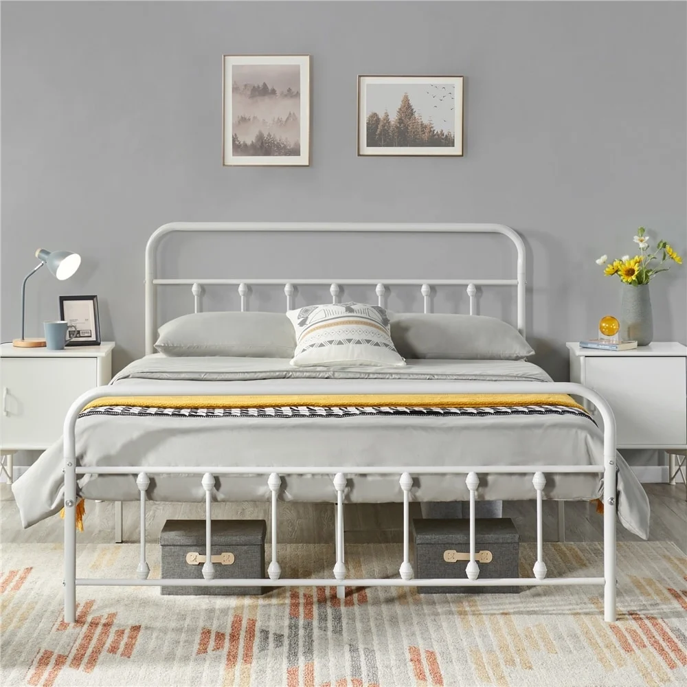 Yaheetech Classic Iron Bed Metal Bed Frames with High Headboard 82.28