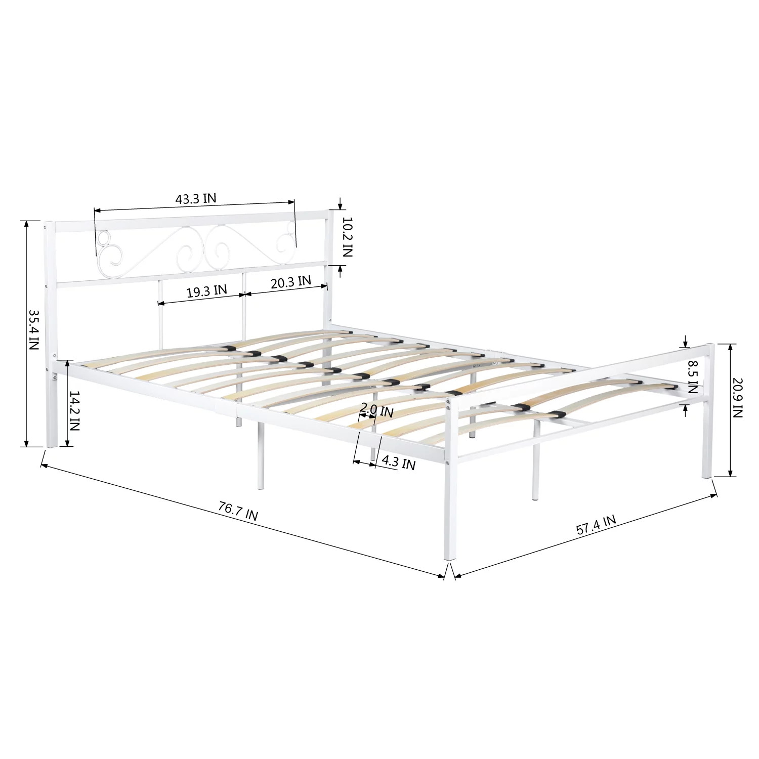 Skyland Metal Bed Frame, Full Platform Bed Frame with Headboard and Footboard for Bedroom, No Box Spring Needed