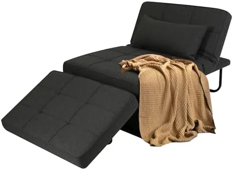 RUNFAYBIU Sleeper Chair Sofa Bed 4-in-1 Convertible Futon Chair Multi- Couch Folding Ottoman with Adjustable Backrest for Living Room Apartment Office  29\u201D Width（Beige）