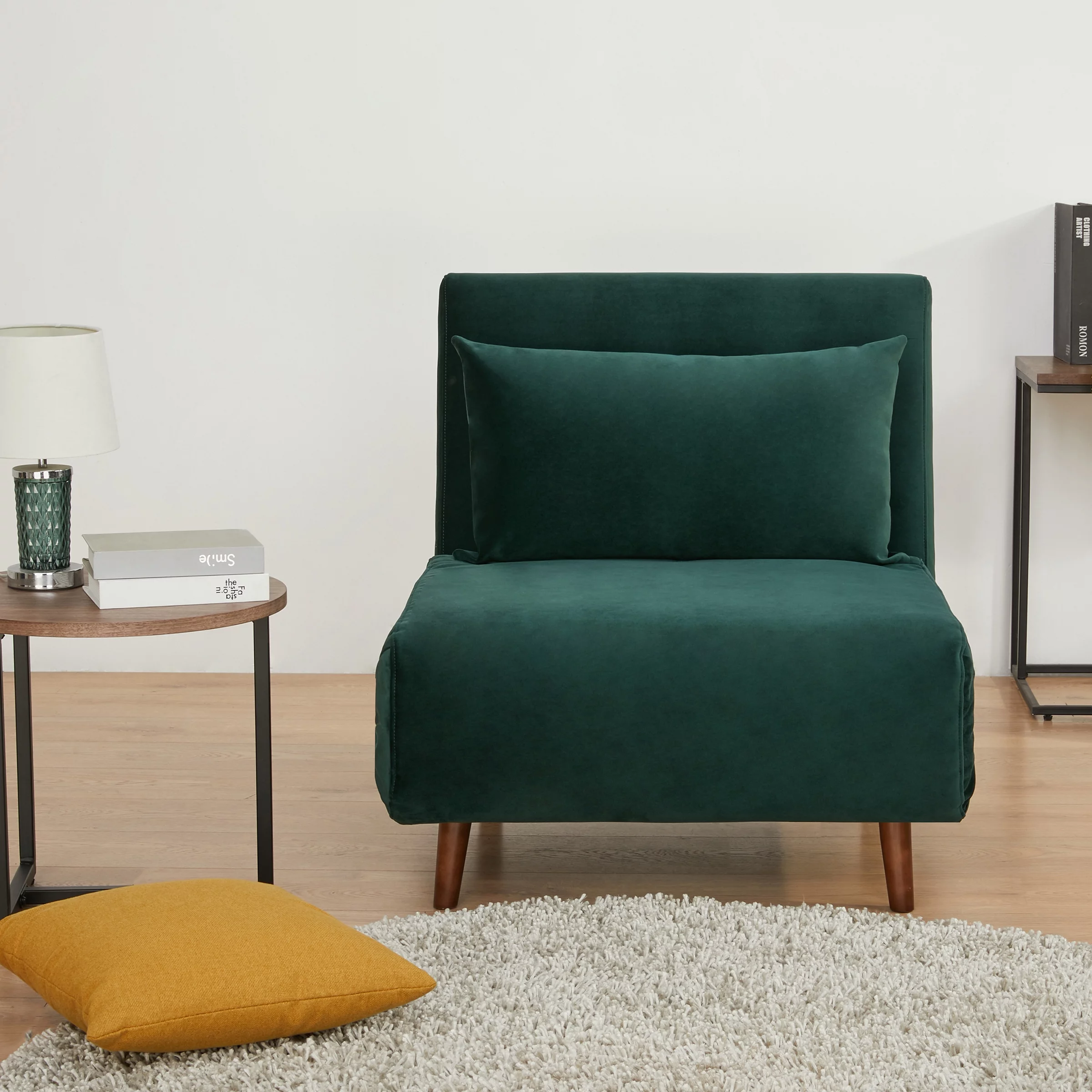 A&D Home Tustin Futon Chair Velvet Green Set of 2