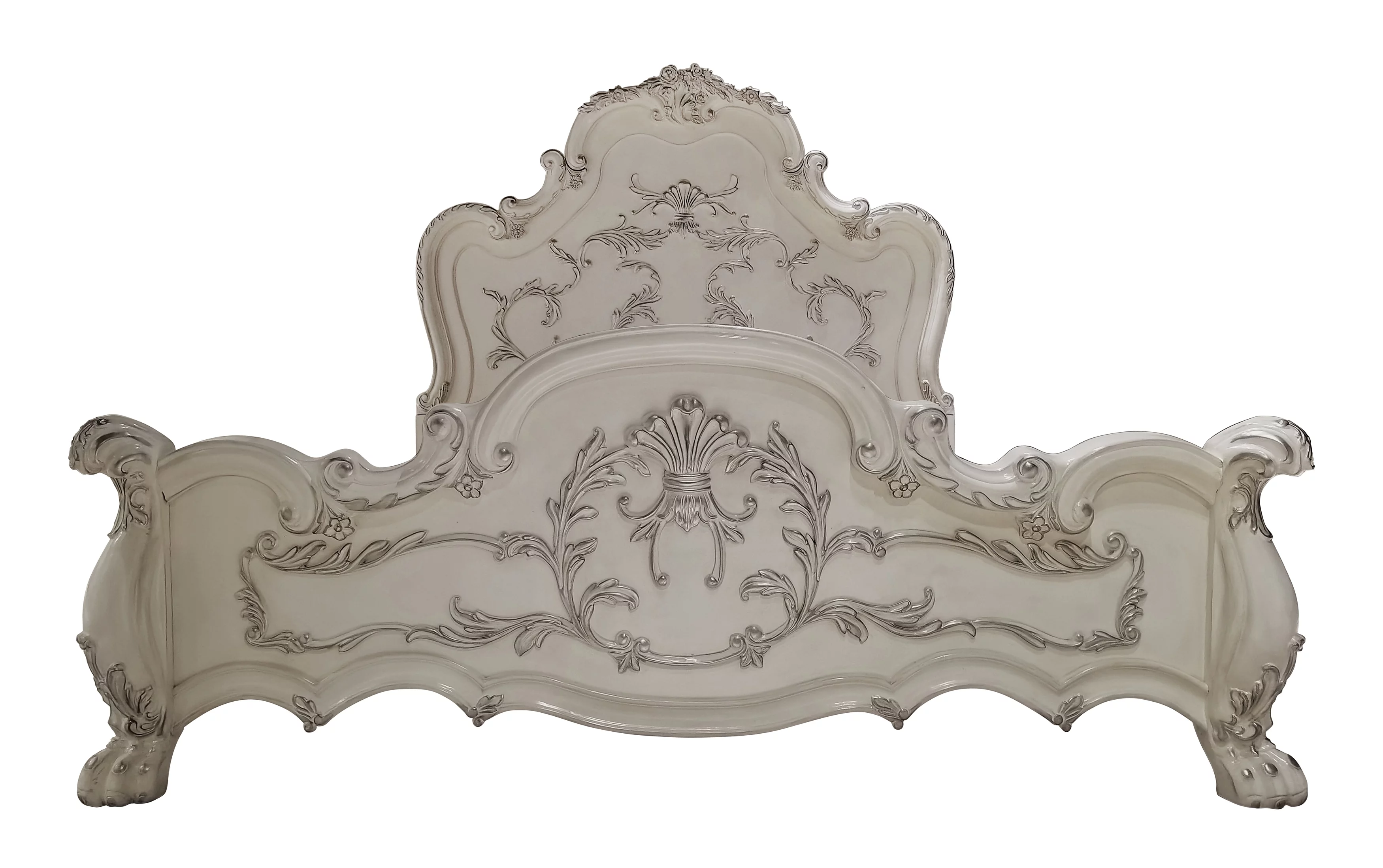 ACME Dresden Panel Bed in Bone White