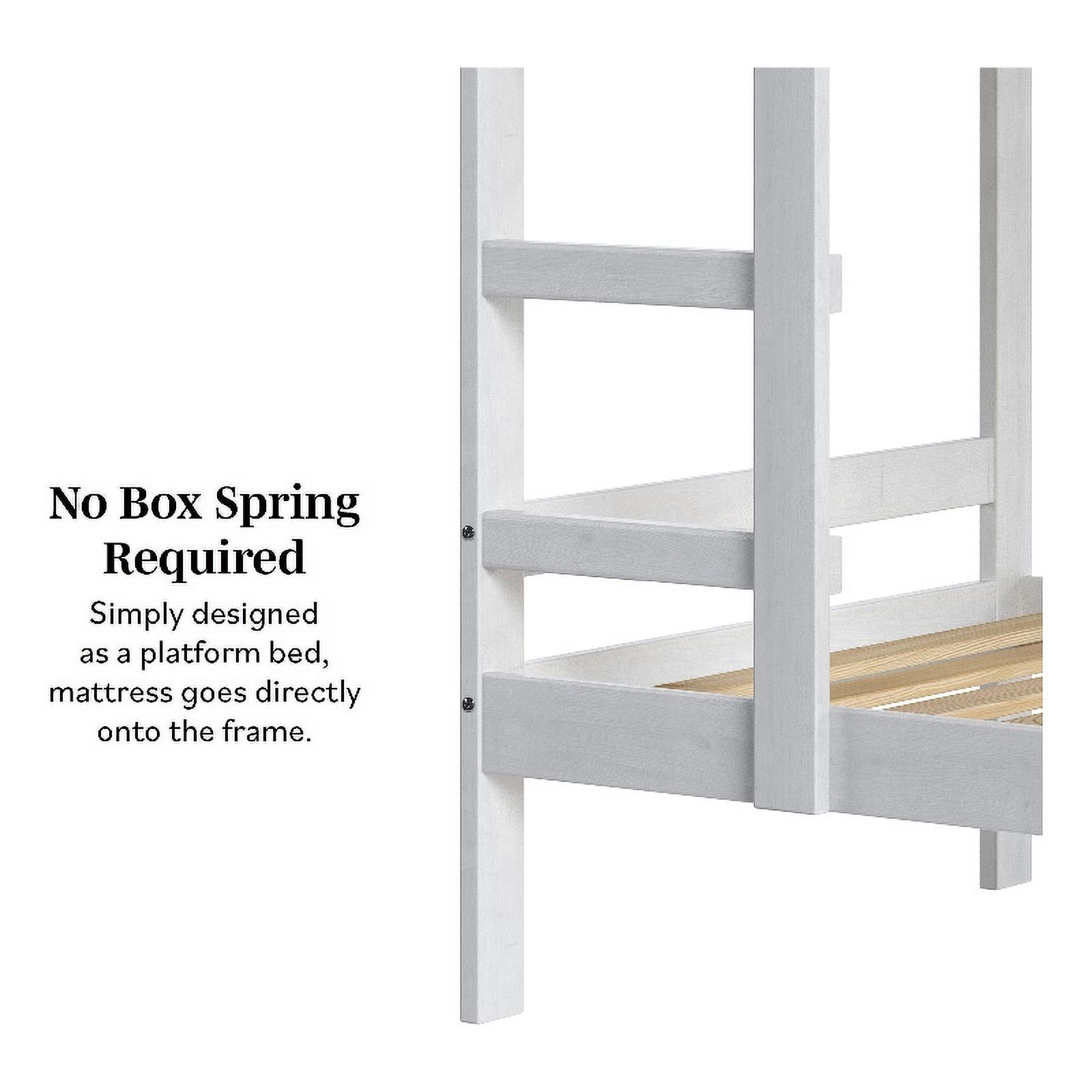 Pemberly Row Twin Over Twin Simple Solid Wood Bunk Bed - White