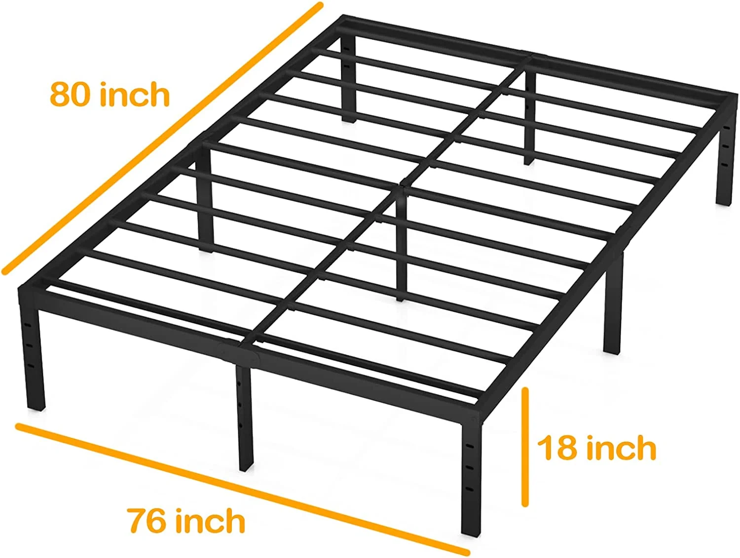 Eavesince 18 inches King Size Metal Bed Frames,No Box Spring Needed,King Platform Metal Bed Frame for Adult