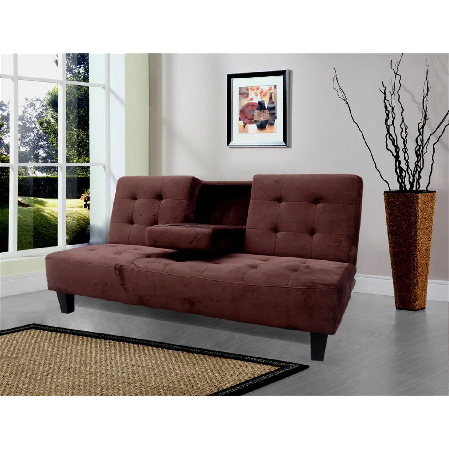 Milton Green Stars Madrid Futon Sofa Bed-Color:Black