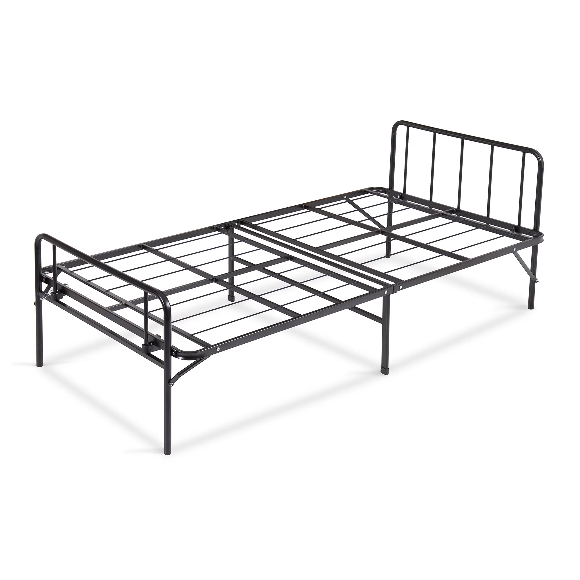 GranRest 14 inch Tall Twin Size Metal Bed Frame with Headboard & Footboard